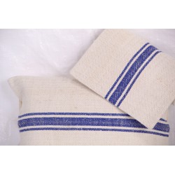 PL36 Vintage European Linen Pillow with Blue Stripe