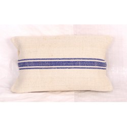 PL36 Vintage European Linen Pillow with Blue Stripe