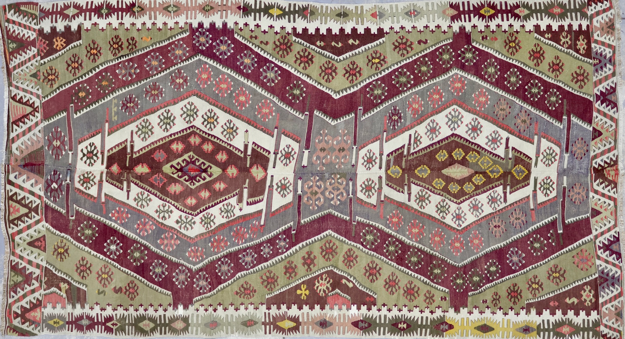 TK308 ANTIQUE 1920s KURDISH MALATYA KILIM RUG 5'6