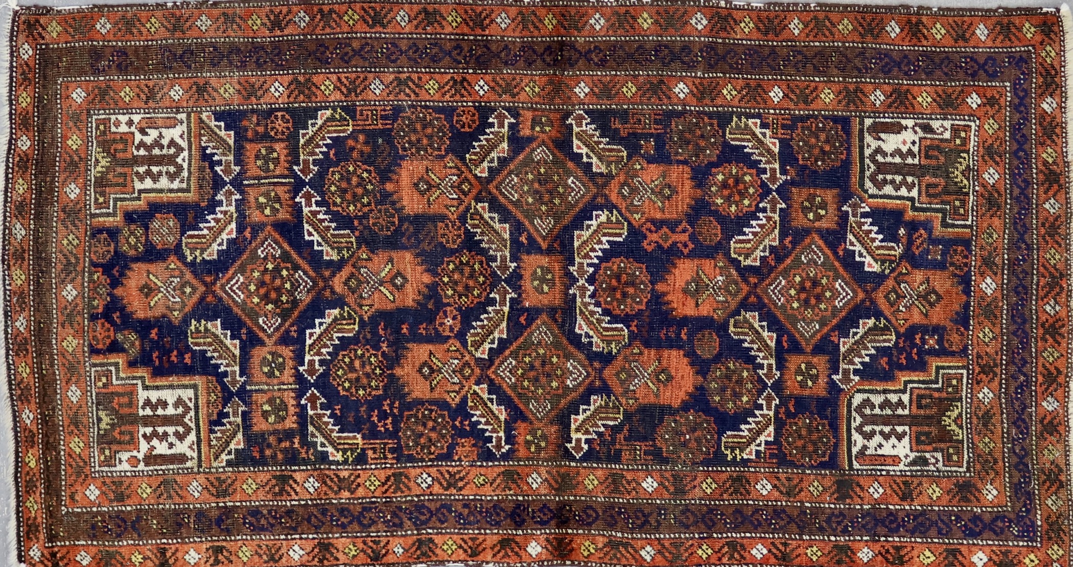 CR8060 VINTAGE 1960s AFGHAN BALUCH RUG 2'10
