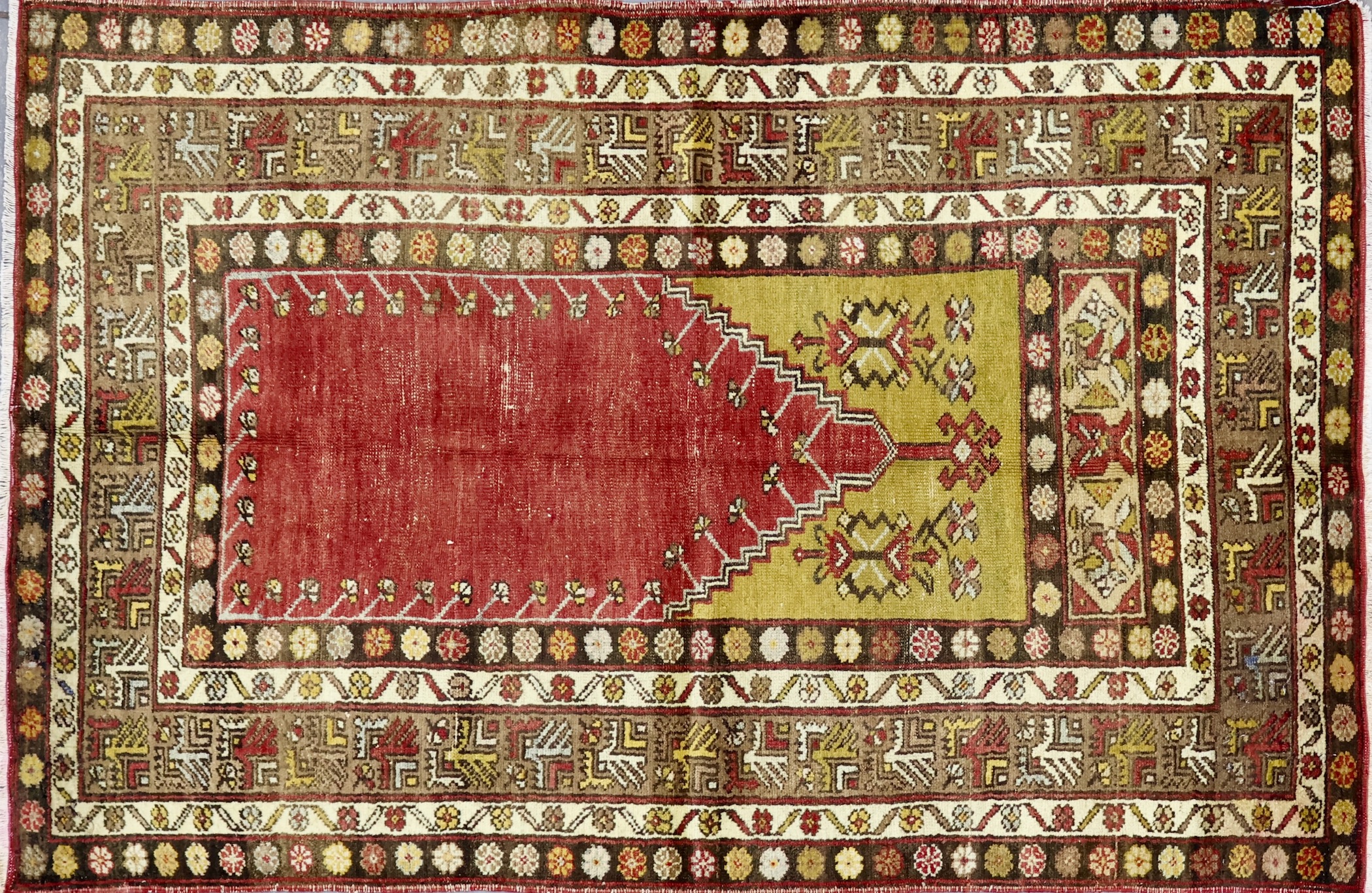 SH72 VINTAGE 1990s TURKISH MUJUR PRAYER RUG 3'7