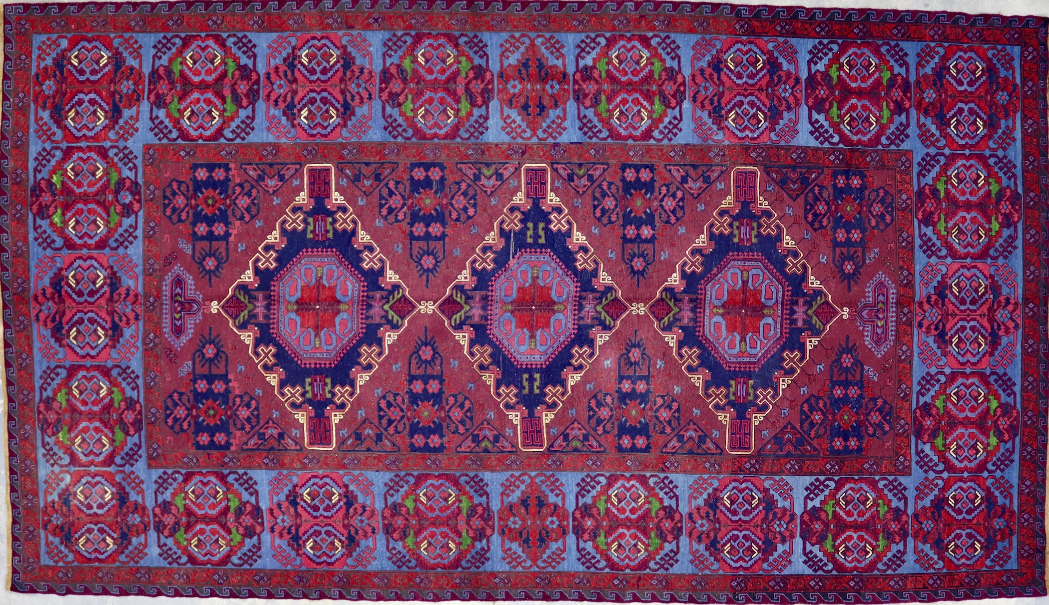 KL8628 VINTAGE 1990s CAUCASIAN SUMAK RUG 7'4
