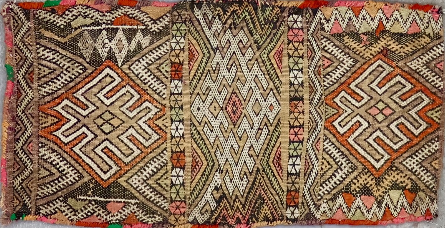 PL8261 VINTAGE 1960s TUNISIAN CICIM KILIM YASTIK RUG 1'1