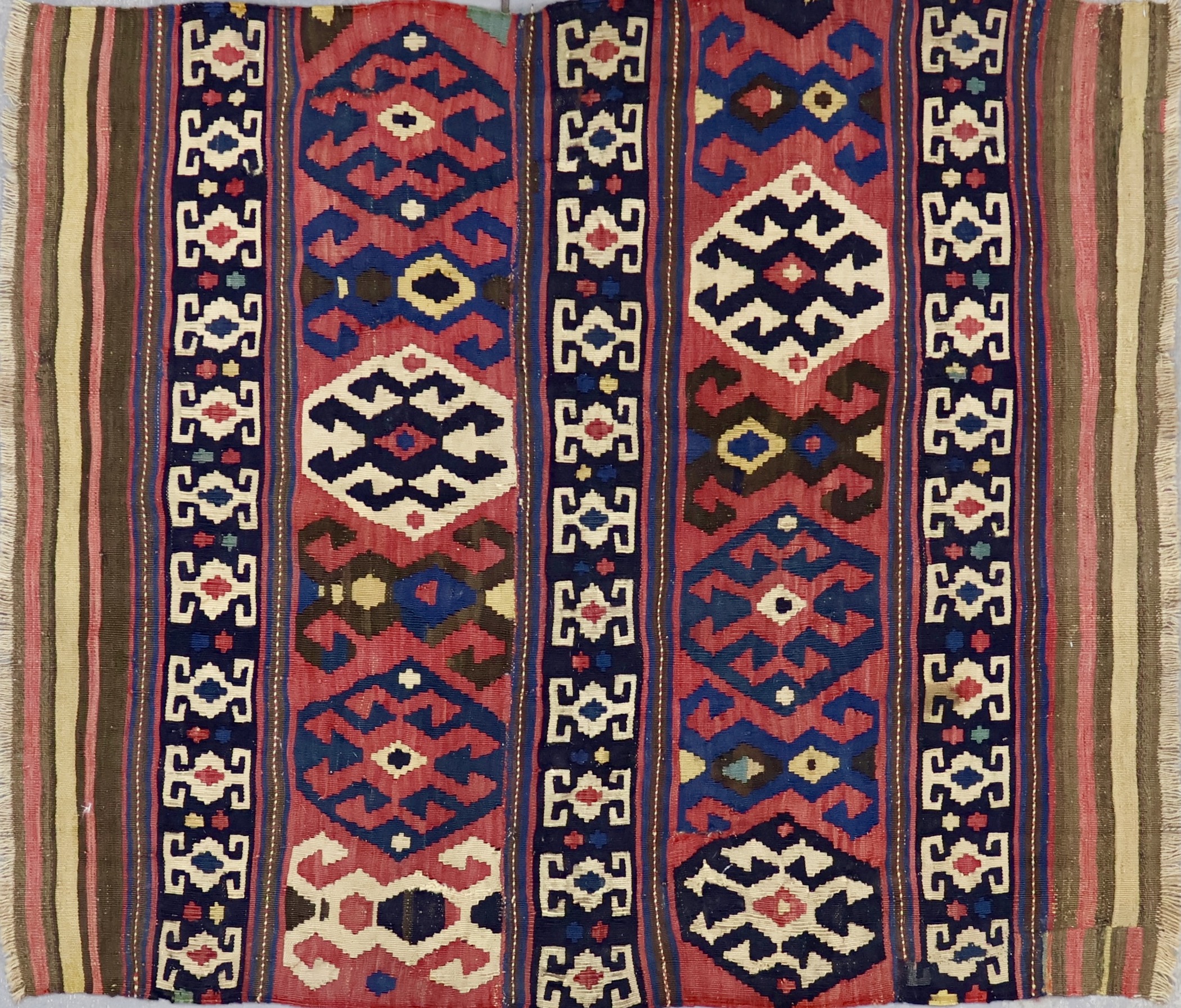 KL8257 ANTIQUE 1920s CAUCASIAN KILIM RUG 3'1
