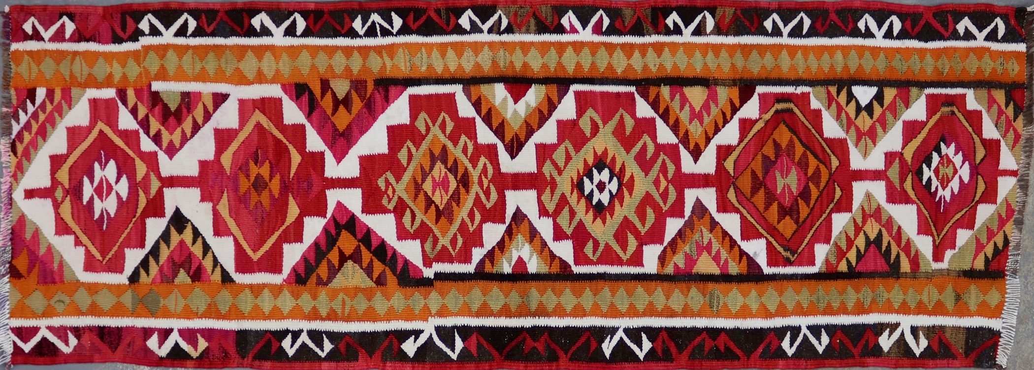 KL8169 VINTAGE 1950s KURDISH HERKI KILIM RUNNER 3'6