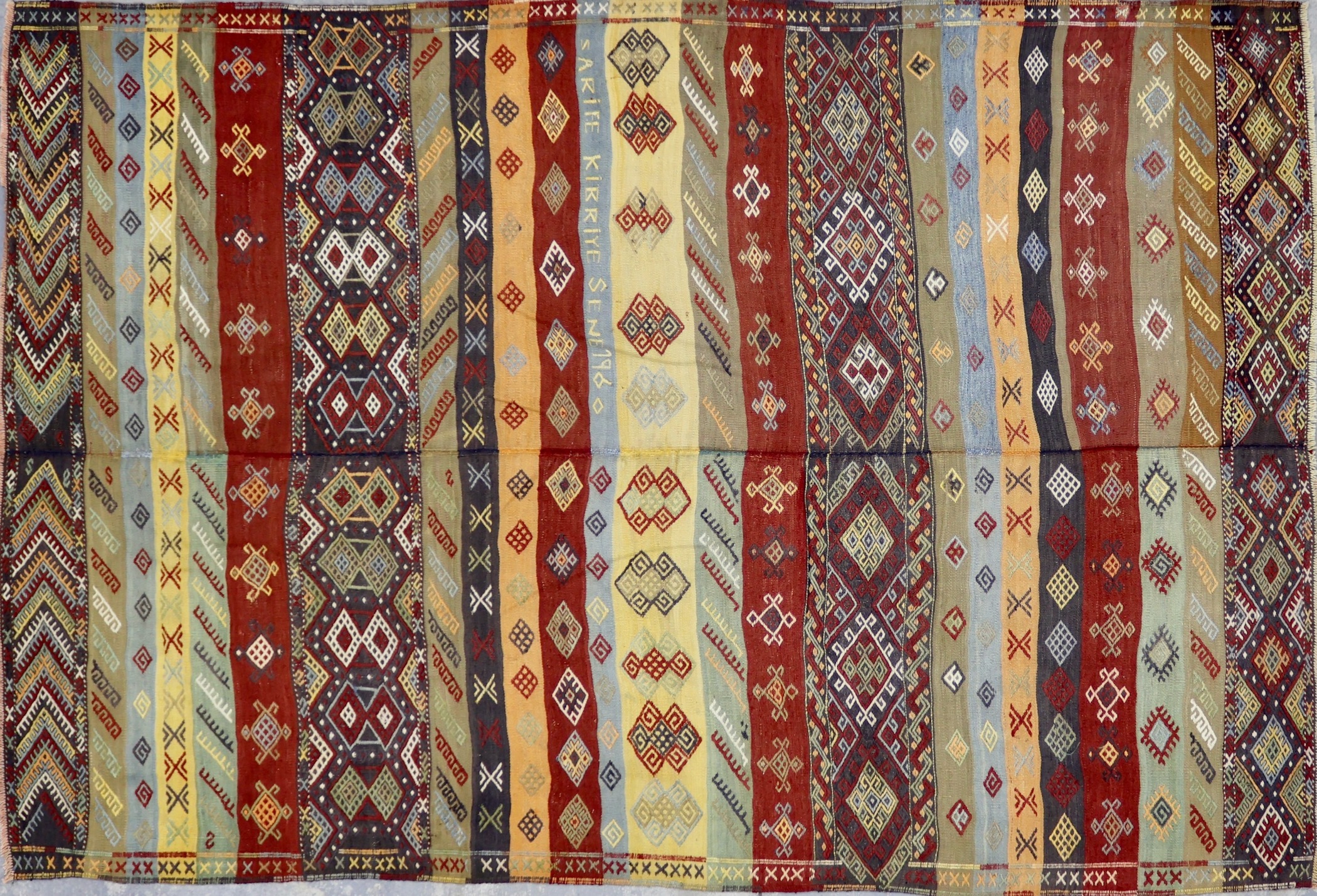 KL8027 VINTAGE 1980s TURKISH SIVAS KILIM RUG 6'9