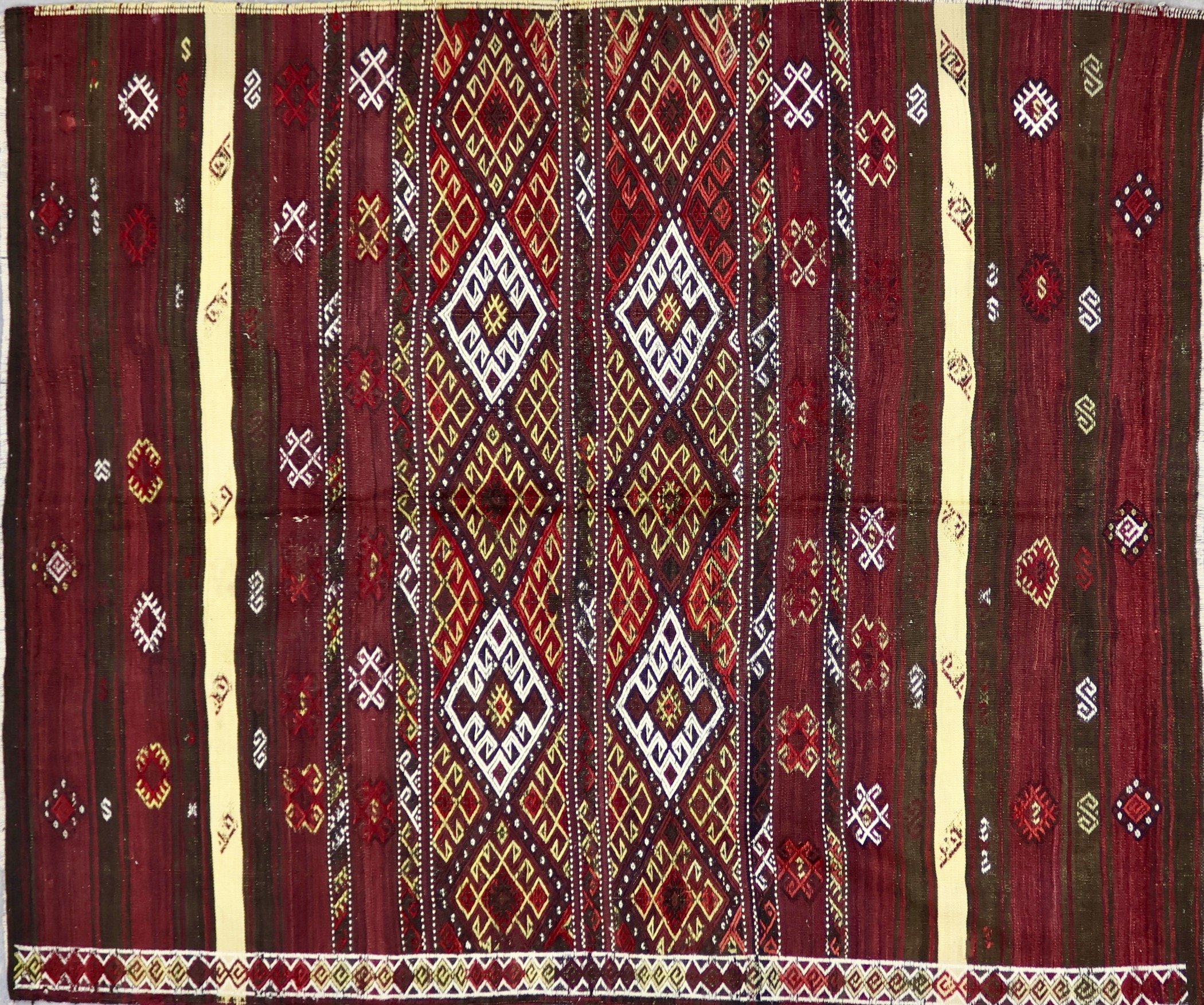 KL3837 VINTAGE 1960s KURDISH KILIM RUG 6'7