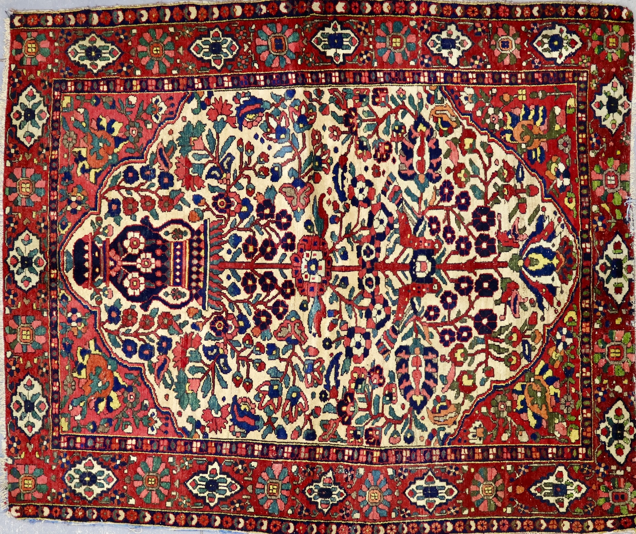 CR8057 VINTAGE PERSIAN KERMAN RUG 5' X 6'