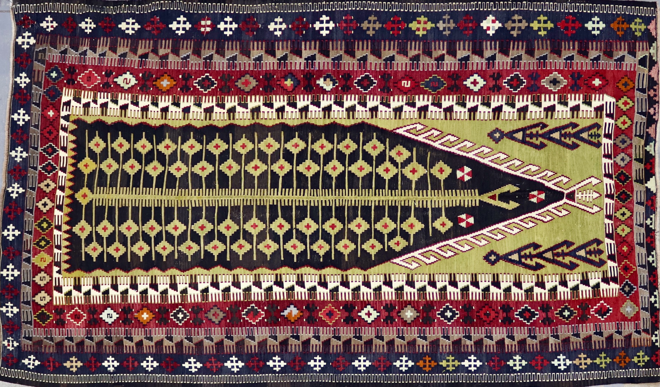 KL8125 VINTAGE 1950s TURKISH OBRUK KILIM RUG 5' X 8'5