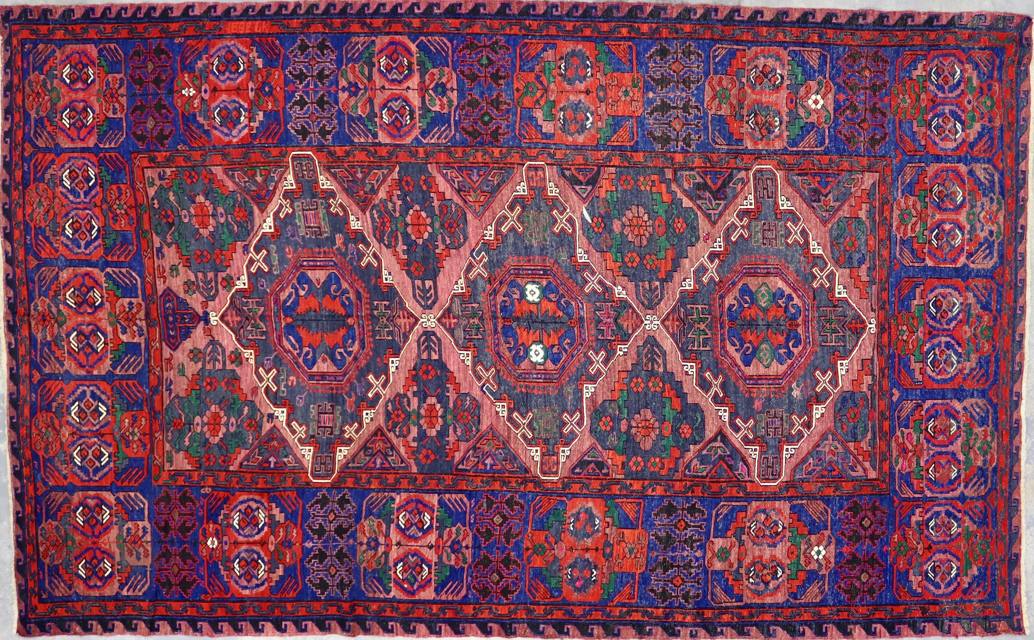 KL8651 VINTAGE 1960s CAUCASIAN SUMAK RUG 7'9