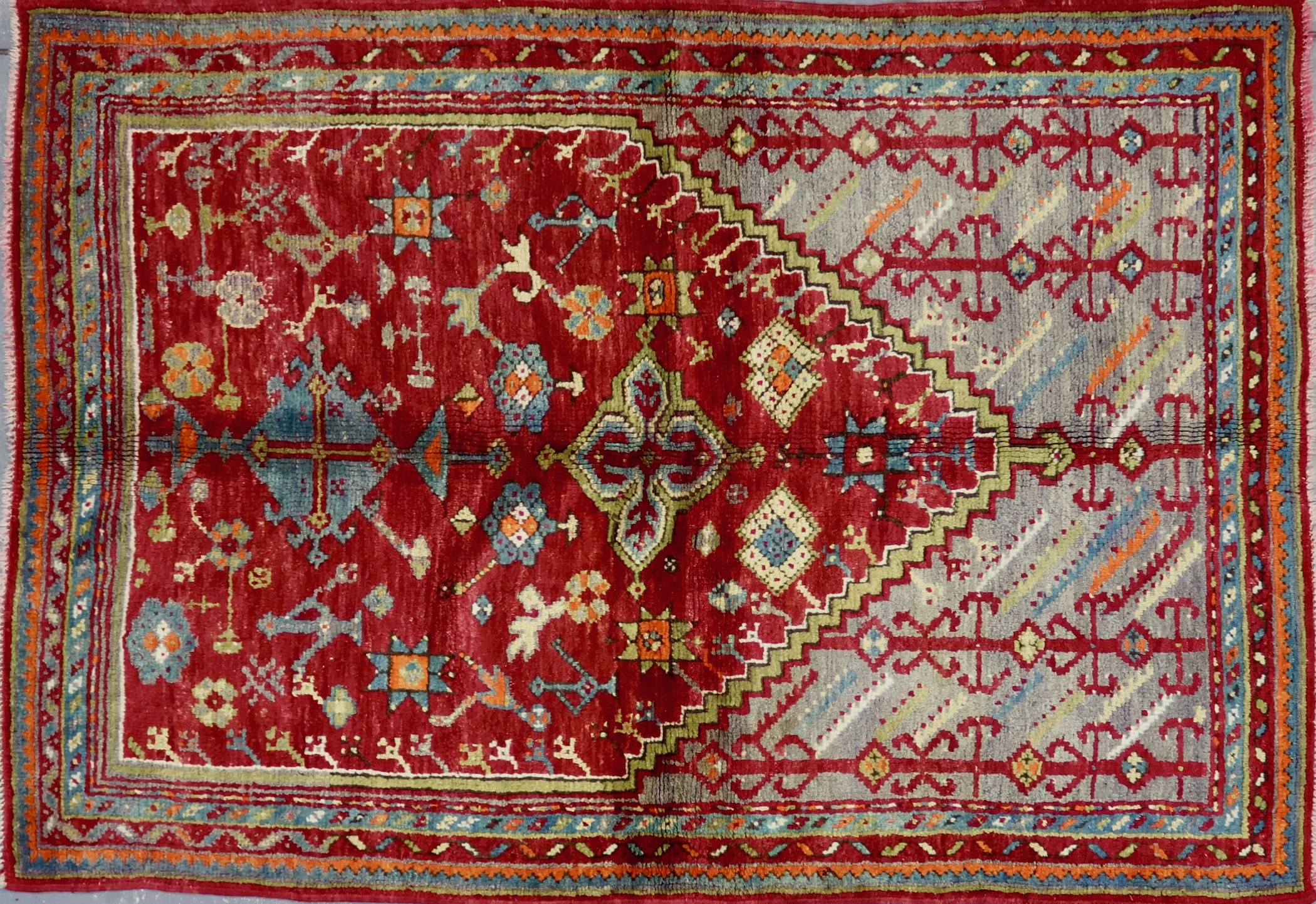 CR5672 NEARLY-ANTIQUE 1930s TURKISH OUSHAK RUG 4'3