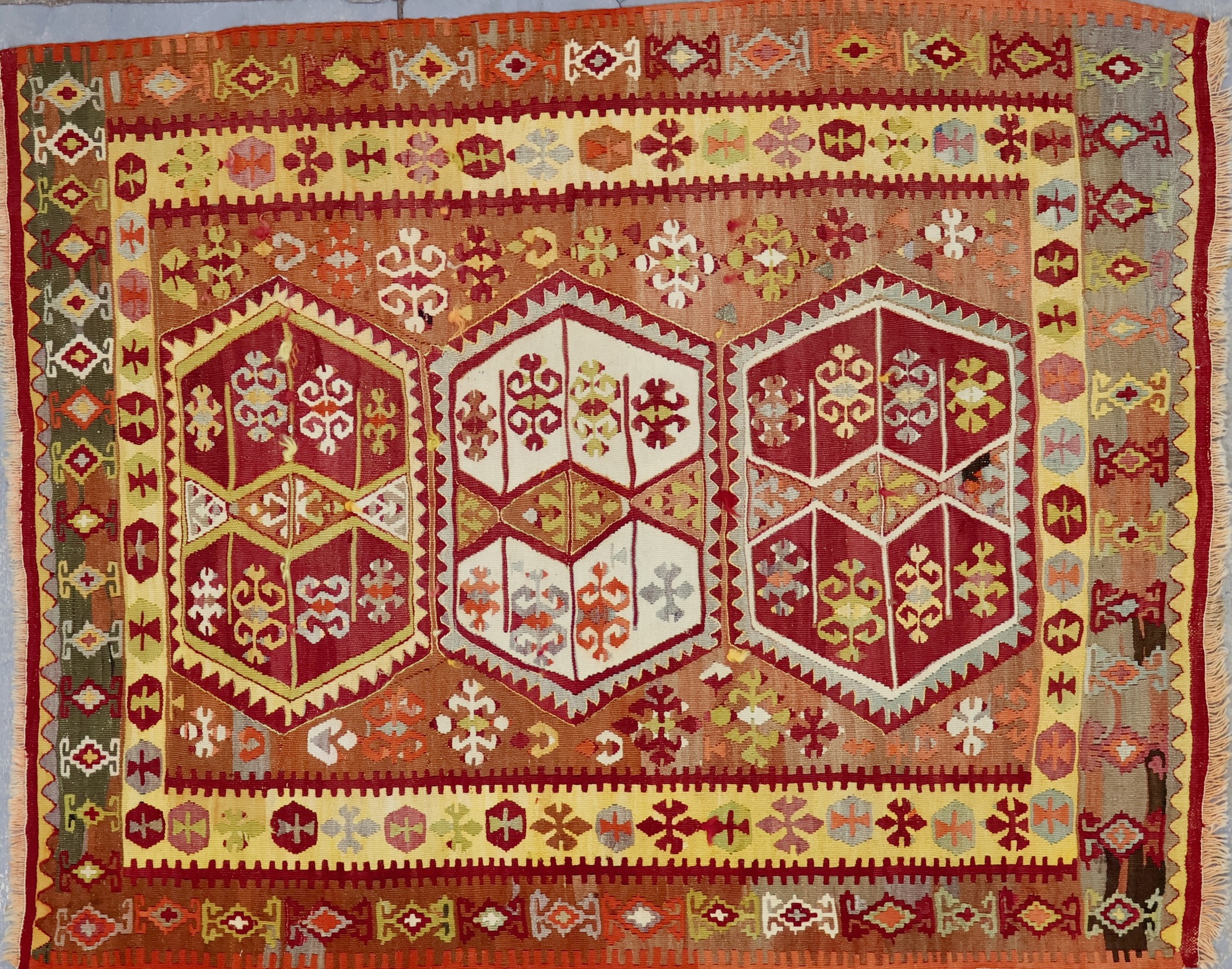 KL3828 VINTAGE 1950s TURKISH ADANA KILIM RUG 3'11