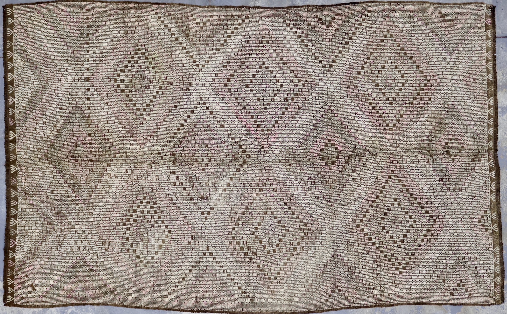 KL2805 VINTAGE 1990s TURKISH YORUK ZILI KILIM RUG 6' X 9'7