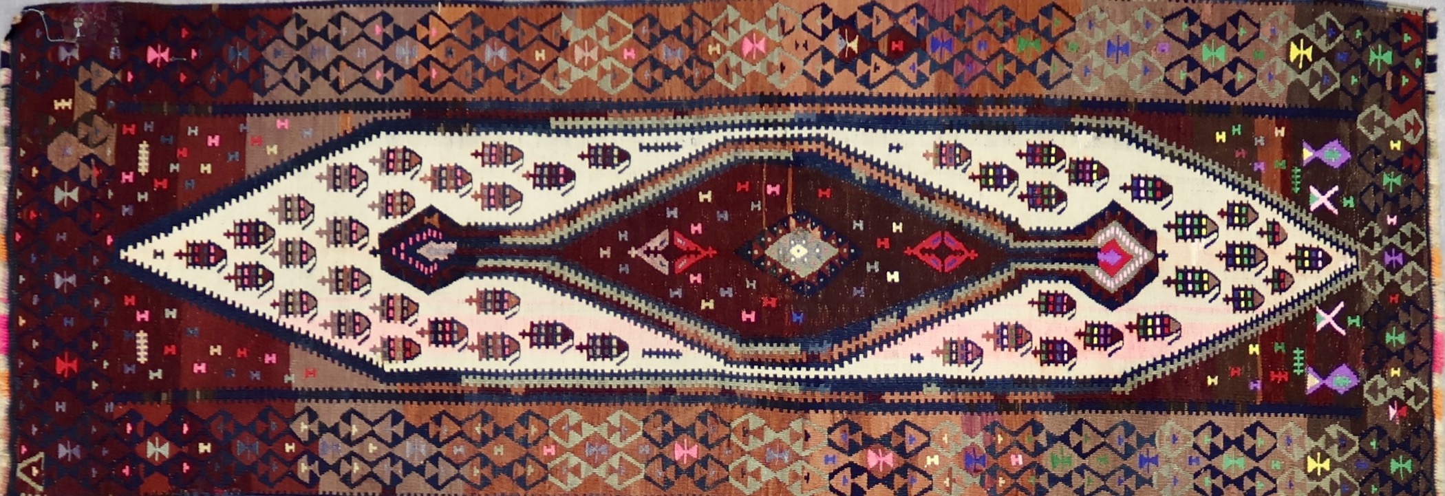 KR8436 VINTAGE 1970s KURDISH VAN KILIM 2'6