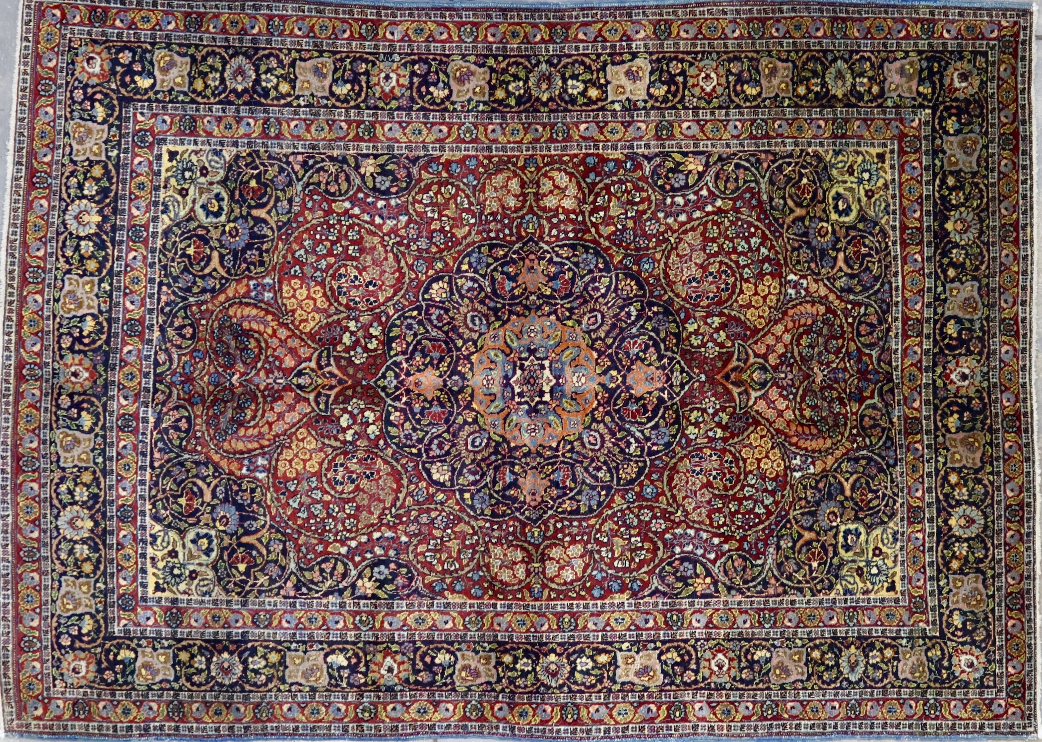 CR8036 VINTAGE 1960s PERSIAN KASHAN RUG 4'9