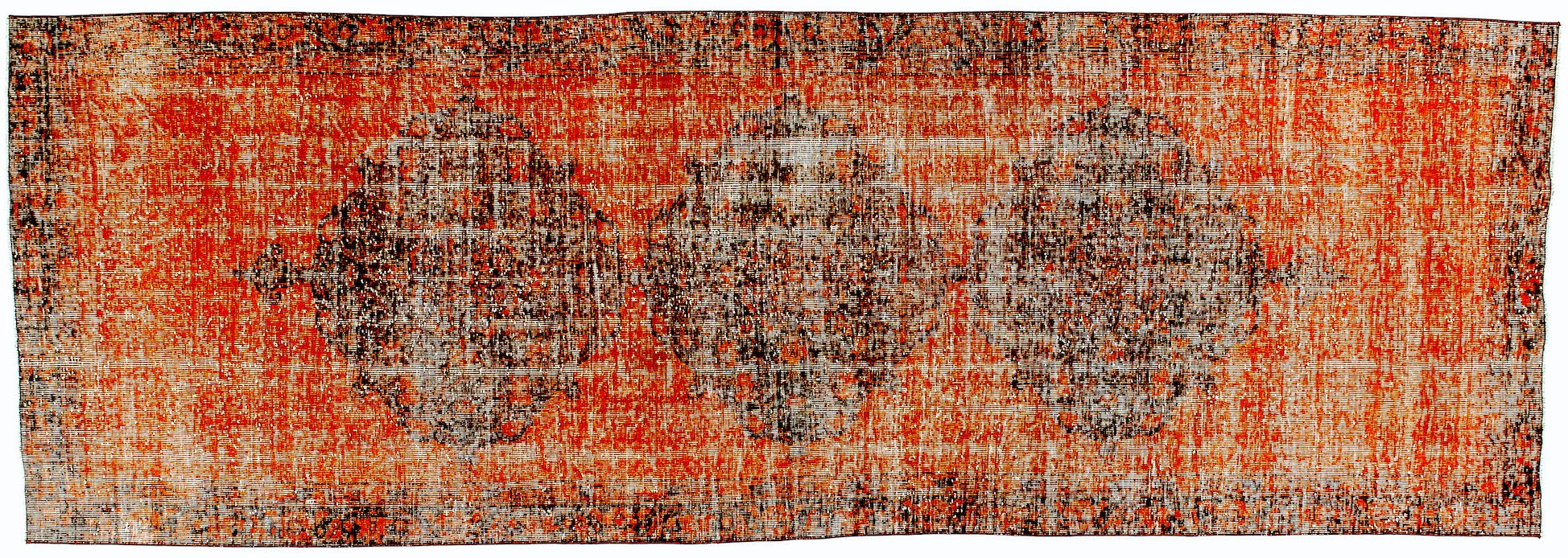 OD 2104 ORANGE OVERDYE VINTAGE RUG  4.2 X12.6