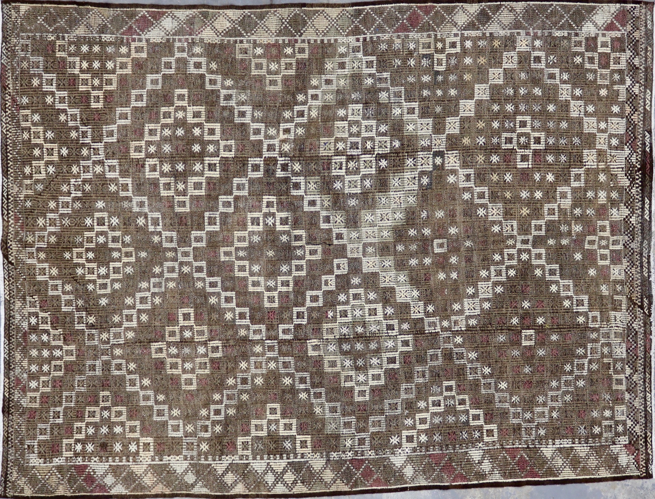 KL2768 VINTAGE TURKISH KONYA ZILI KILIM RUG 7'6