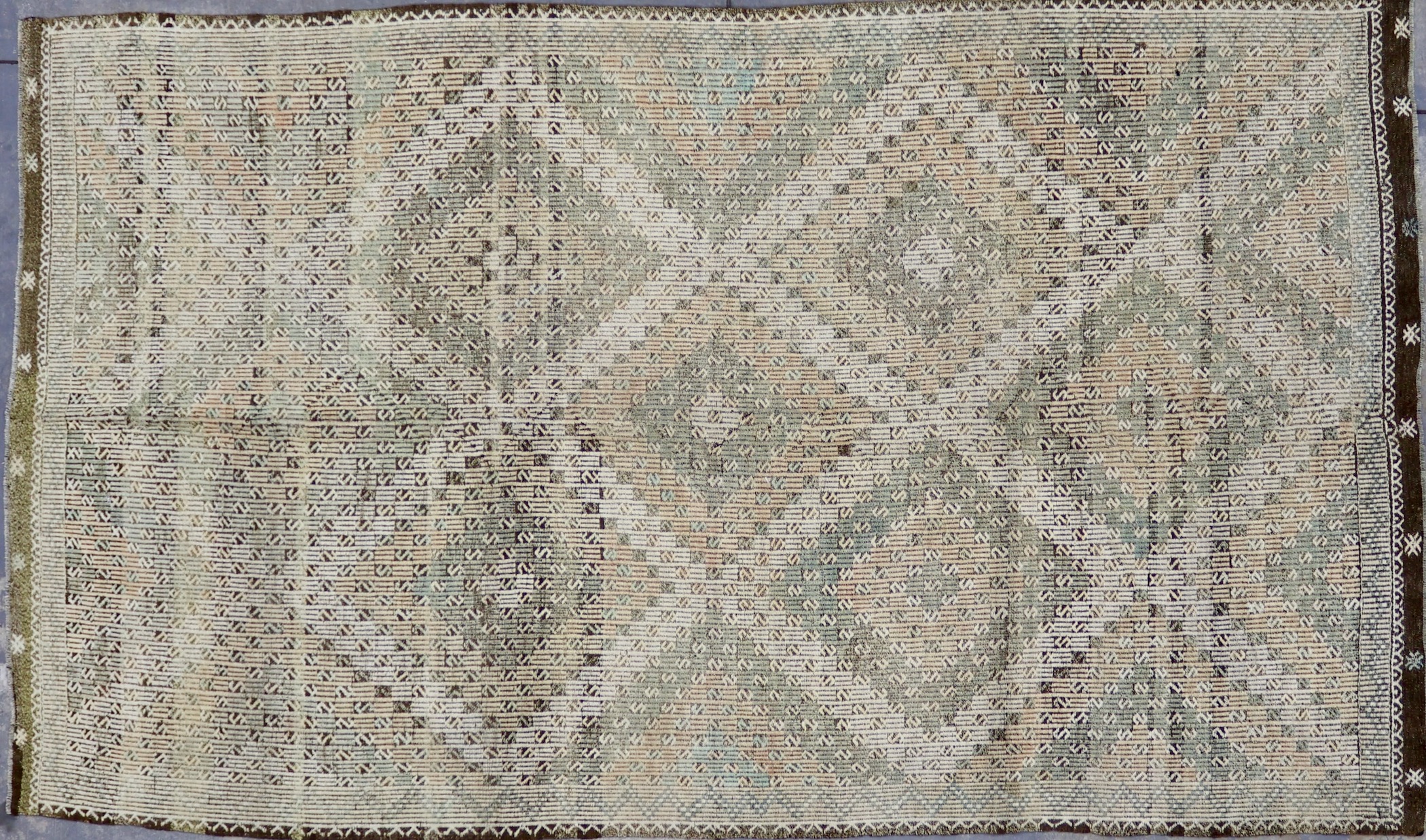 KL2760 RECLAIMED VINTAGE 1980s TURKISH KONYA ZILI KILIM RUG 5'11