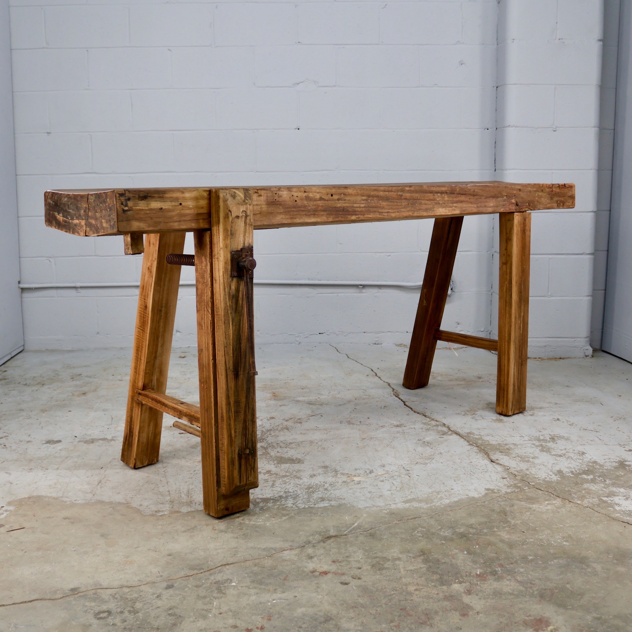 EUR525B REFINISHED NARROW FRENCH CARPENTER BENCH