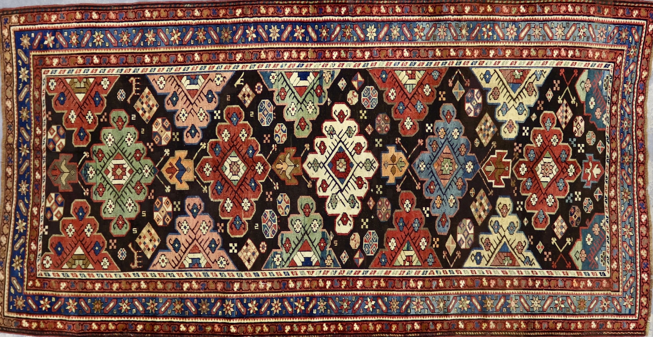 CR8428 ANTIQUE 1910s CAUCASIAN KARABAG RUG 4'7