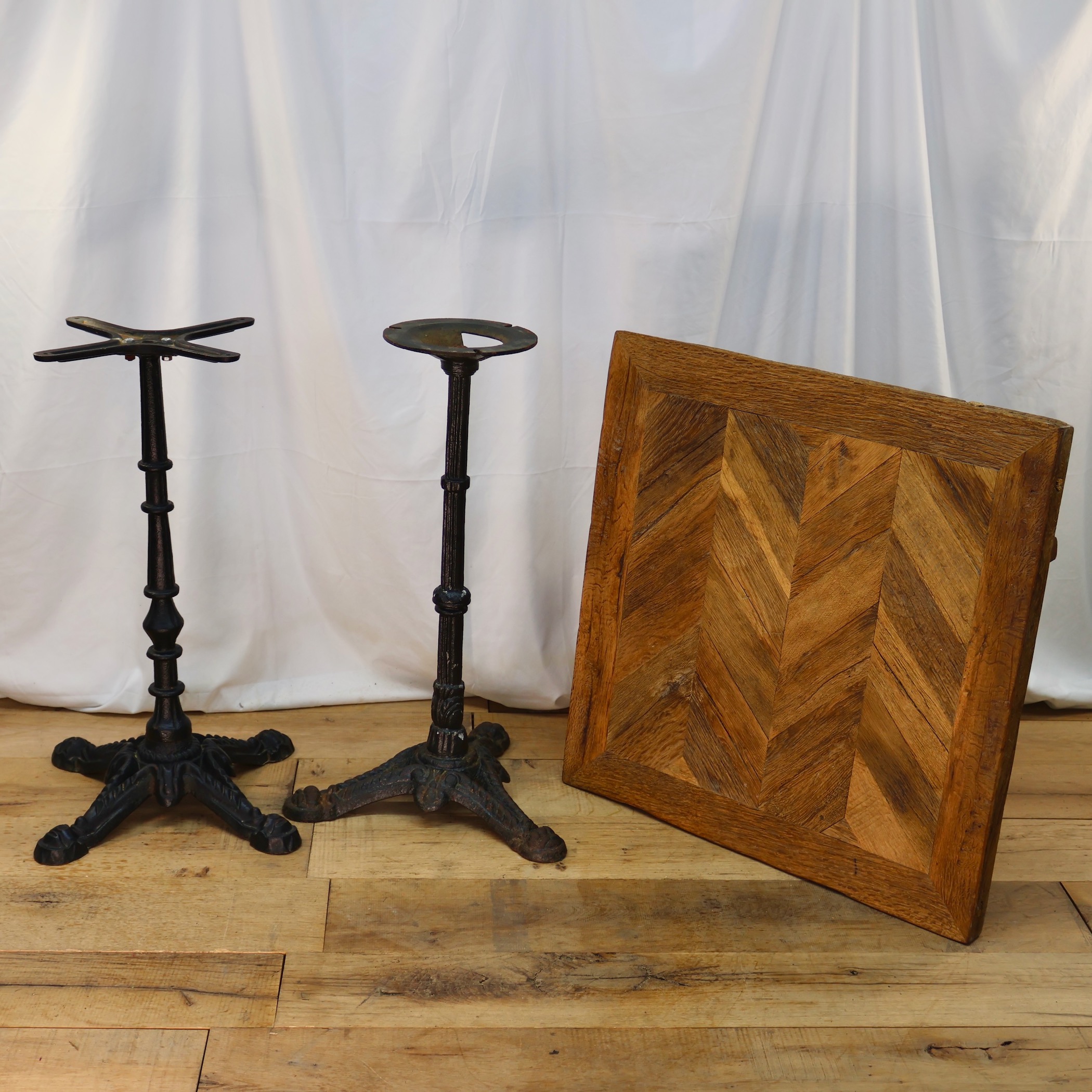 TB189 BISTRO TABLE WITH CHEVRON INLAID WOOD TOP