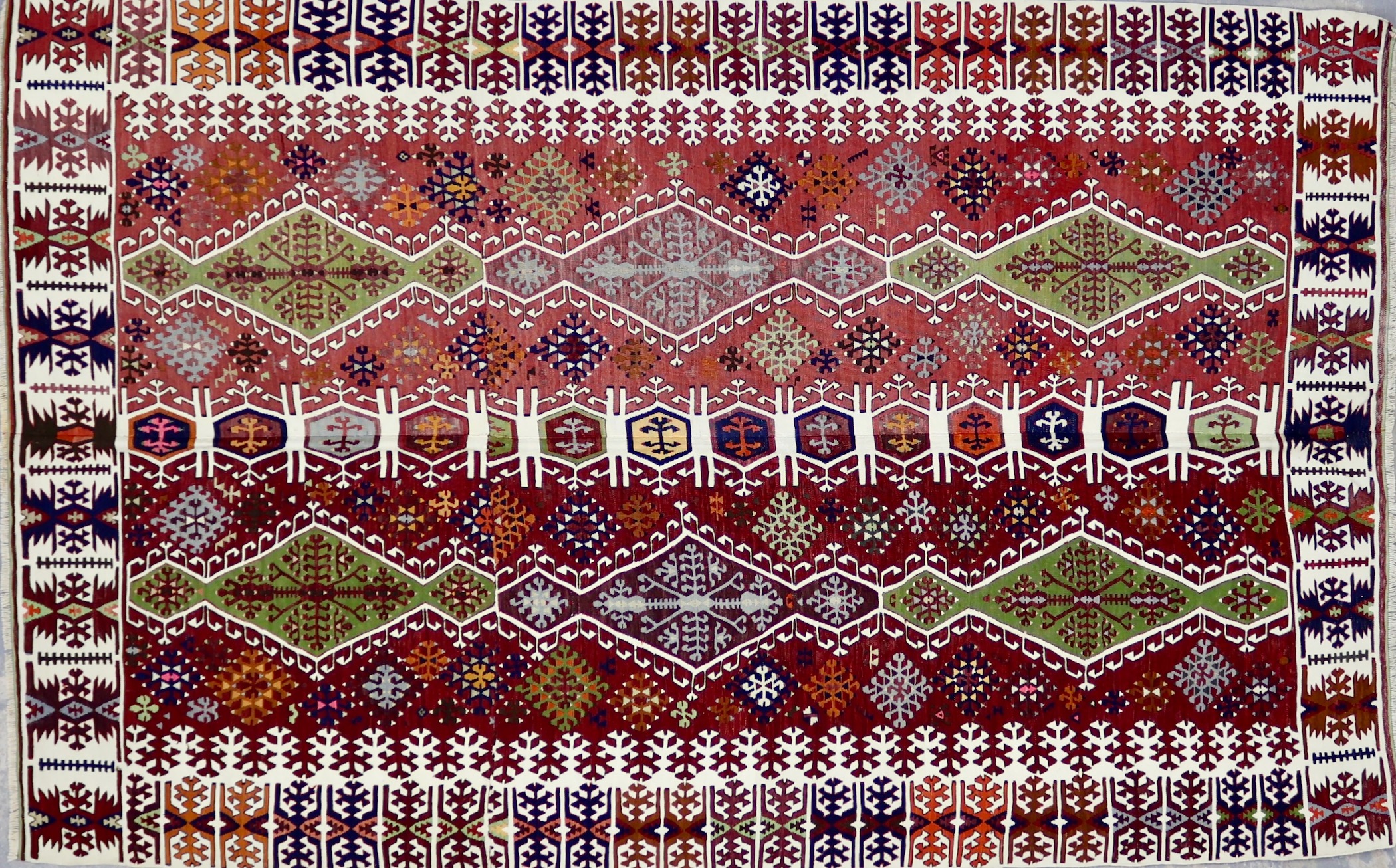 KL8635 ANTIQUE 1900s TURKISH KAYSERI KILIM RUG 5'5