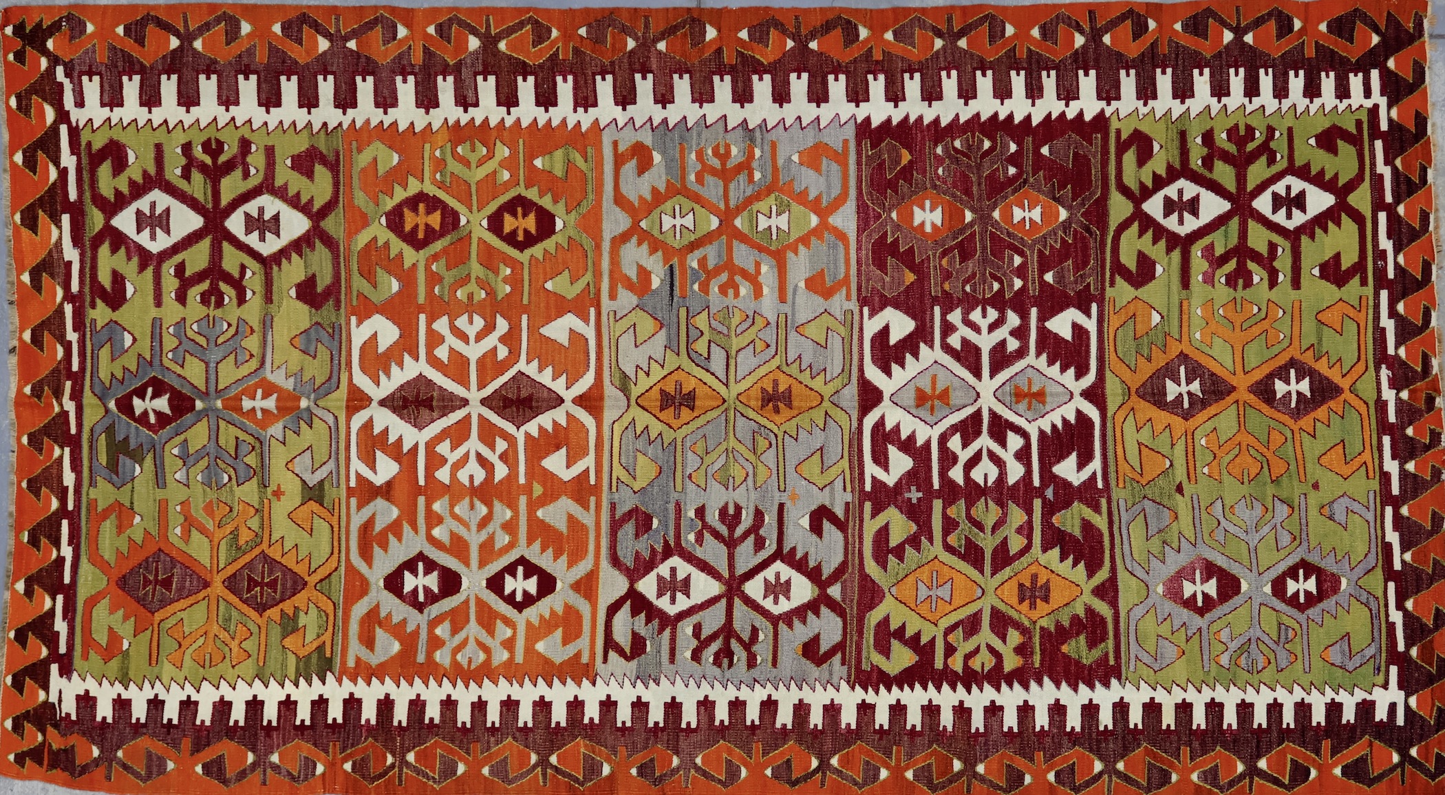 KL3302 VINTAGE 1970s TURKISH KONYA KILIM RUG 5'2