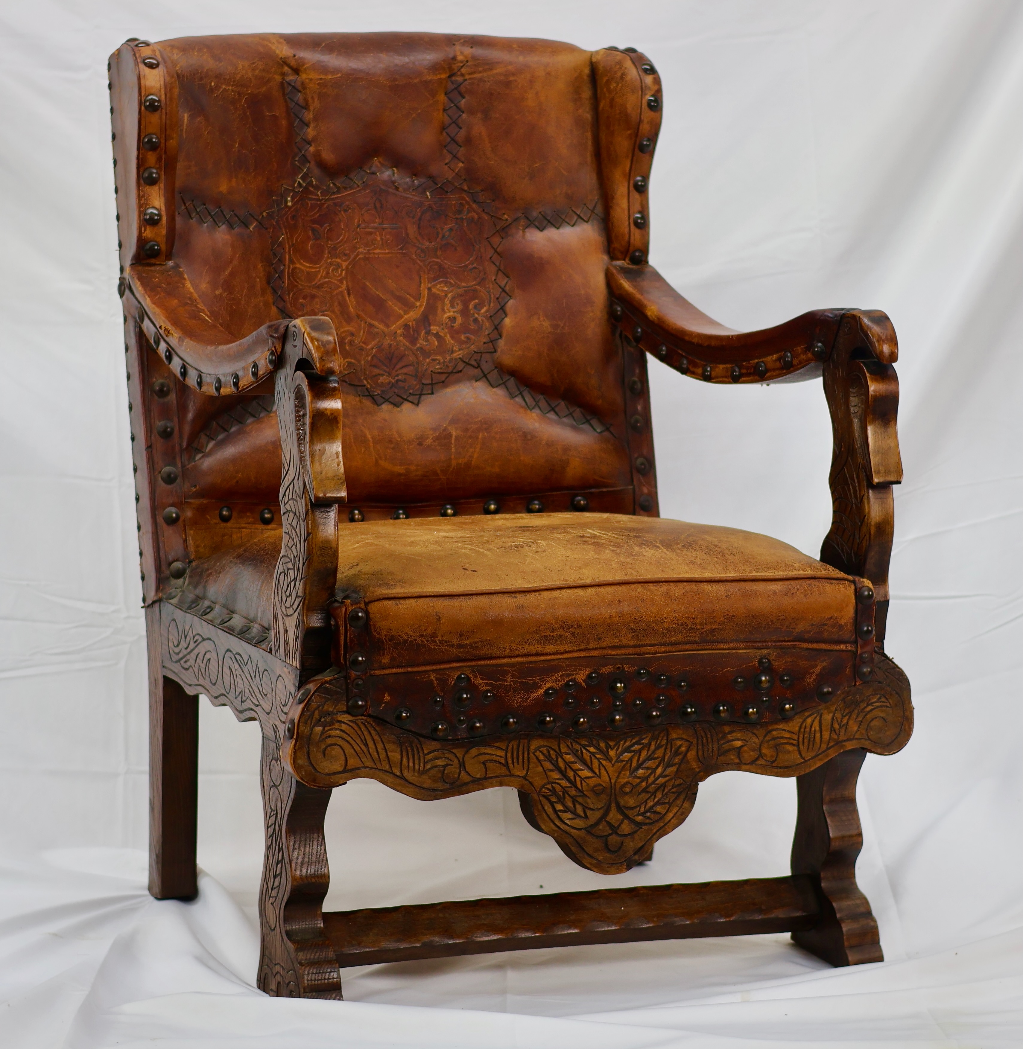 CHR540316MA ANTIQUE ART DECO LEATHER CHAIR *SOLD*