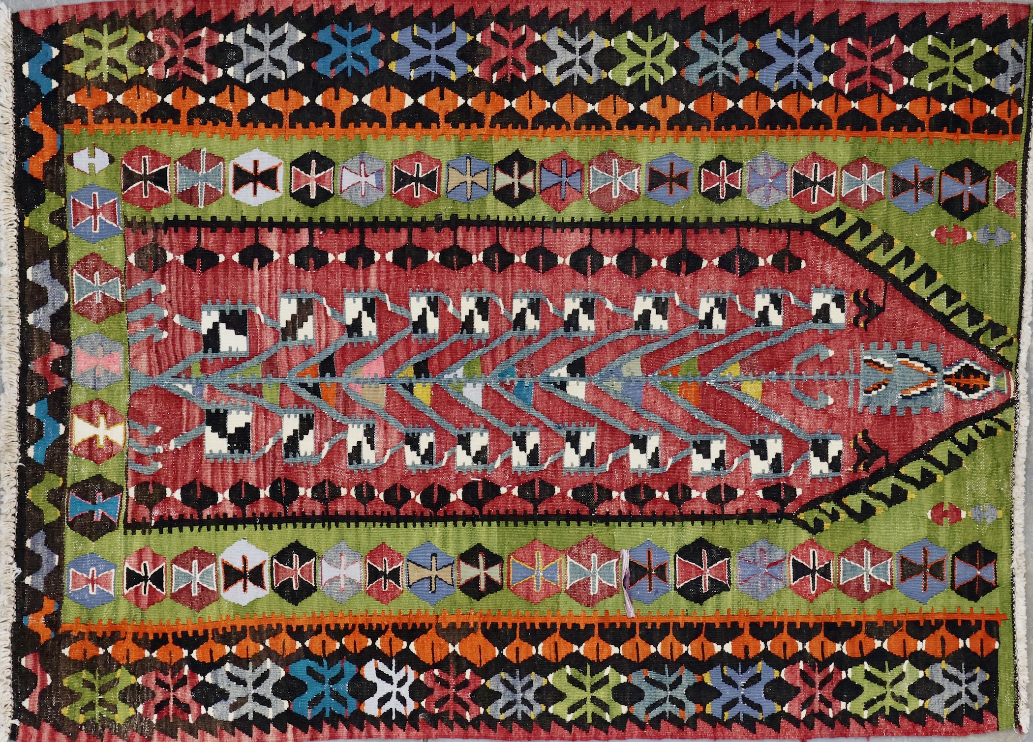 KL3246 VINTAGE 1990s TURKISH ESME KILIM RUG 3'6