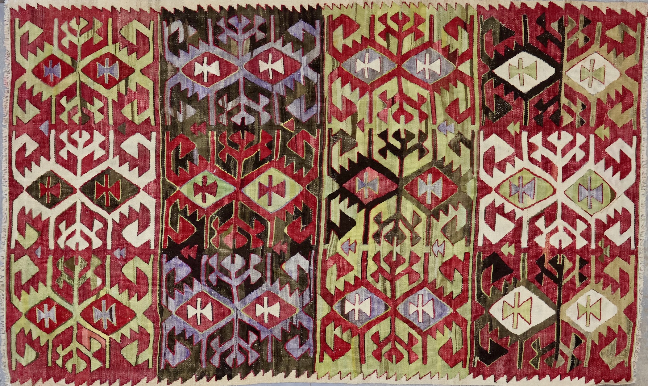 KL5441 VINTAGE TURKISH KONYA KILIM RUG 3'7