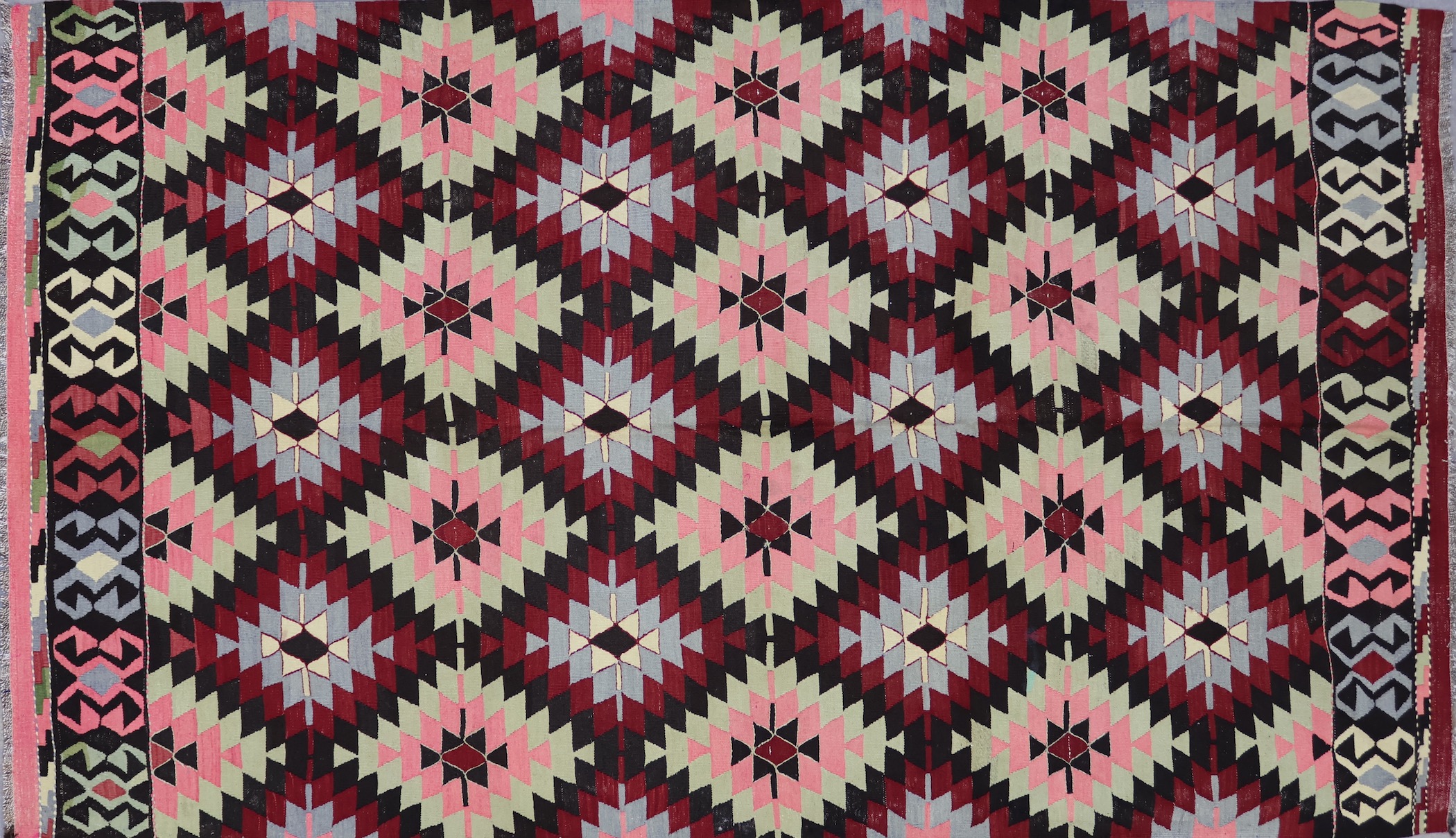 KL3320 VINTAGE 1970s TURKISH ESME KILIM RUG 6'4