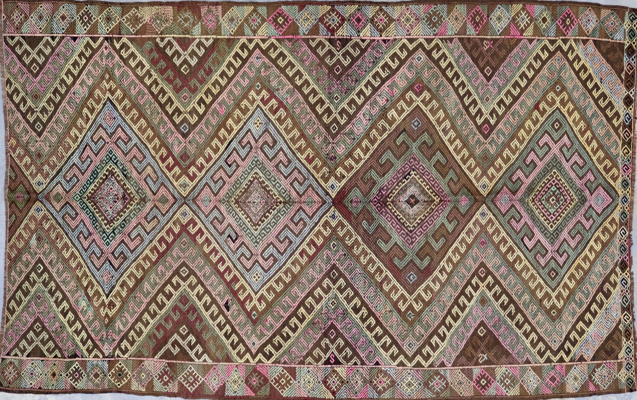 TK377 VINTAGE 1940s TURKISH KARS KILIM RUG 5'9