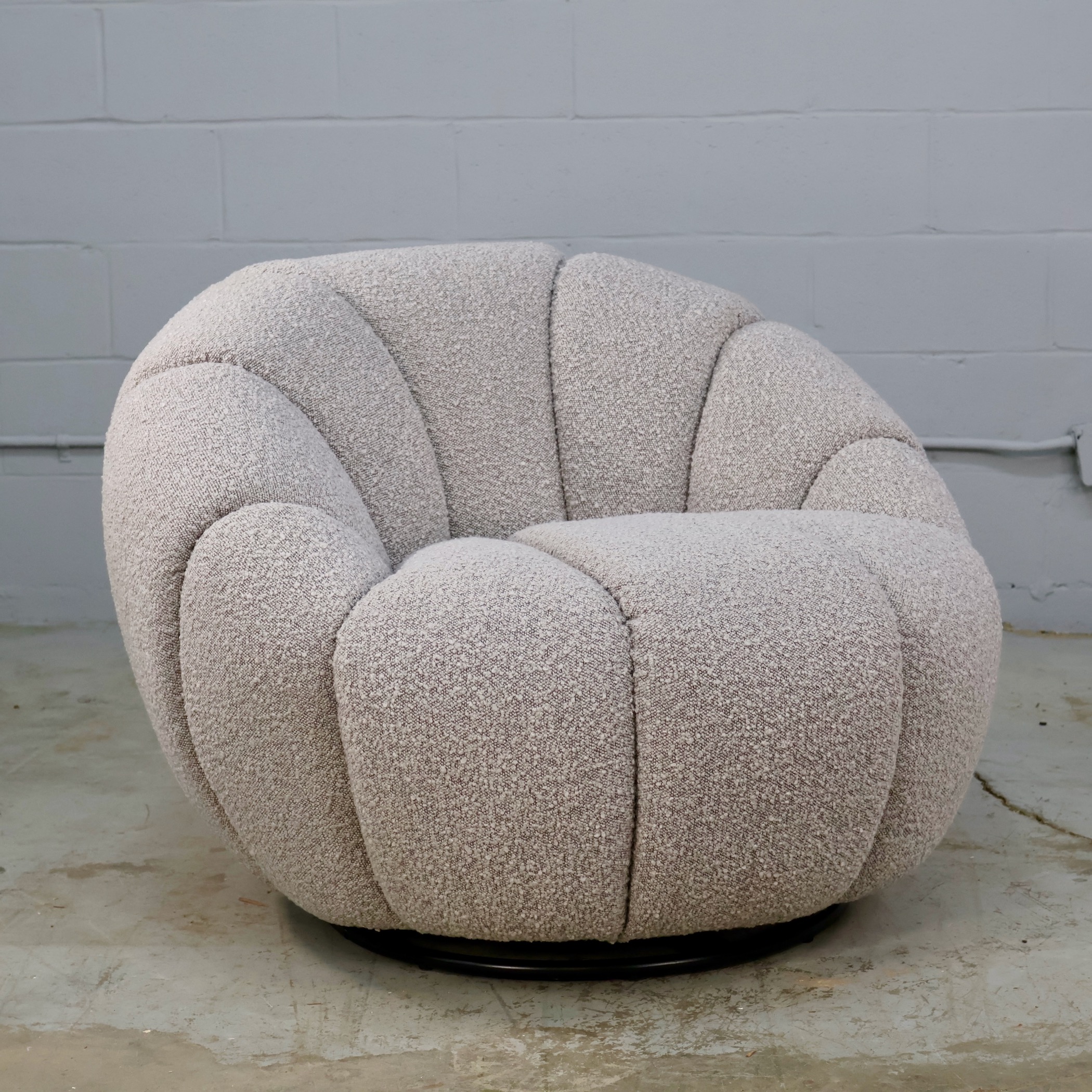 CHR729 BOUCLE UPHOLSTERED ROUND SWIVEL LOUNGES (SET AVAILABLE)