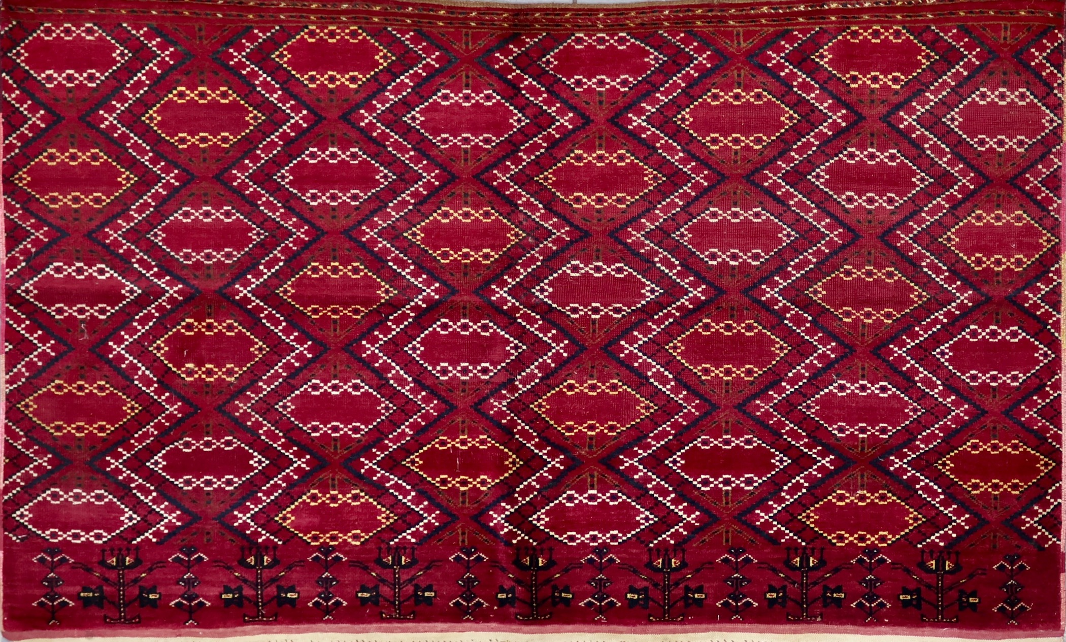 CR8338 VINTAGE 1970s TURKOMAN YAMUT ASMALIK RUG 3'9