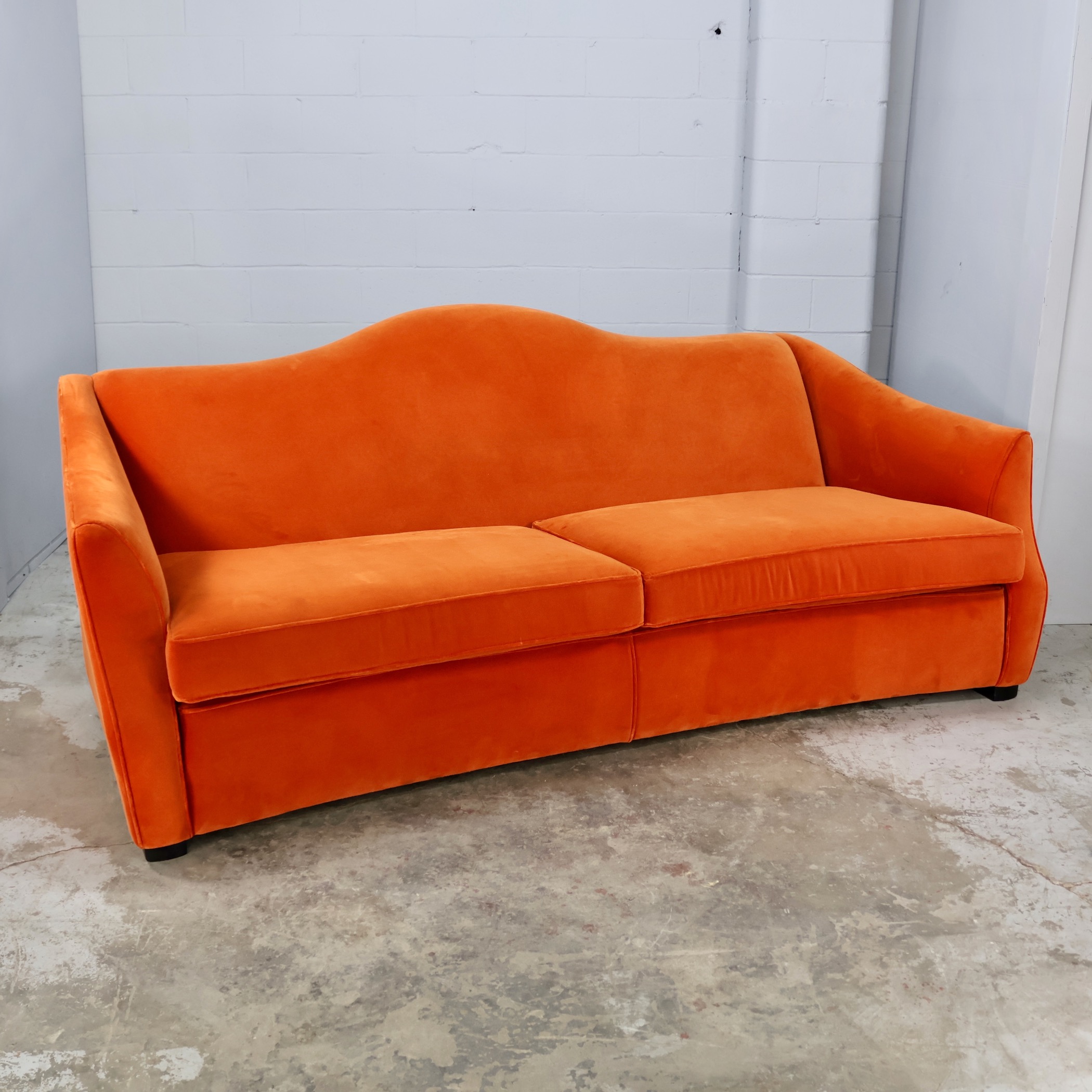 SOF346 ITALIAN MOHAIR VELVET SOFA IN ORANGE