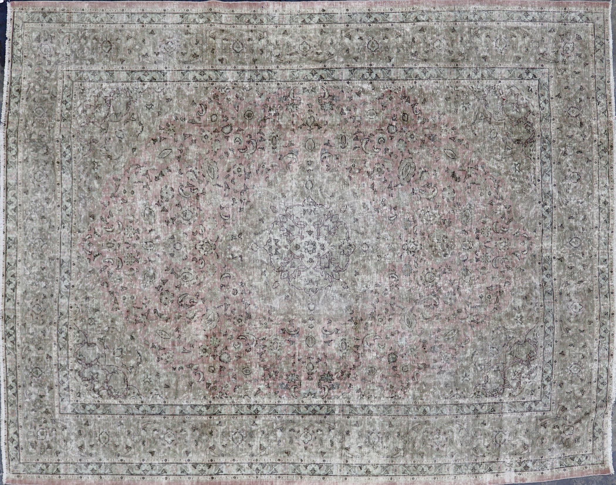 OD7893 RECLAIMED VINTAGE 1950s PERSIAN KERMAN RUG 9'2