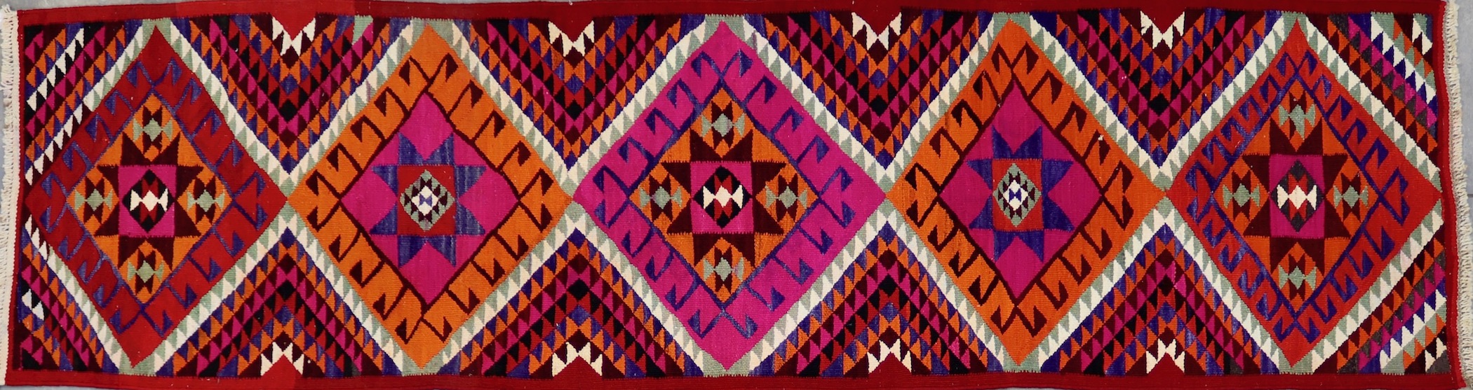 KL8170 VINTAGE 1950s KURDISH HERKI KILIM RUNNER 3'2