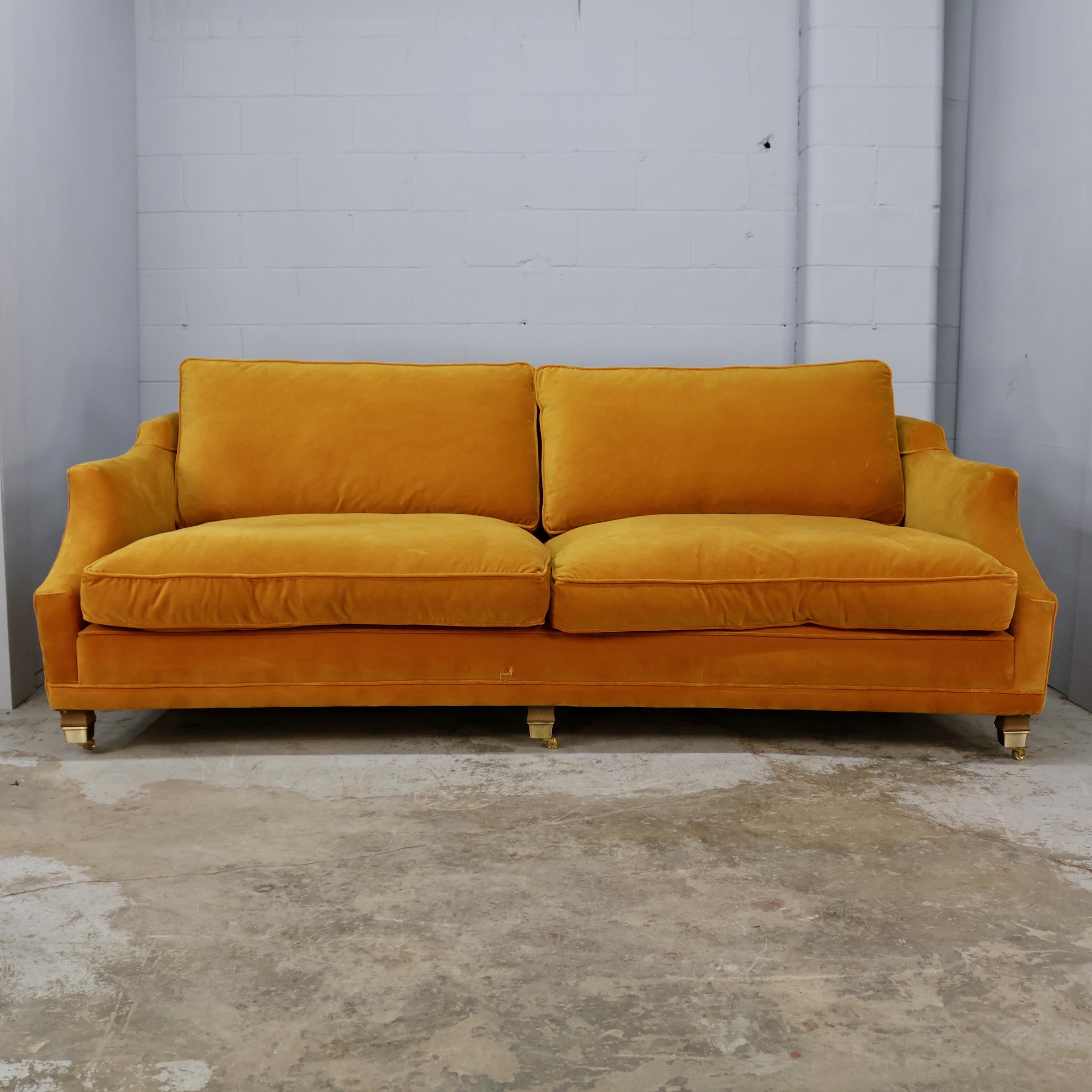 SOF343 ITALIAN MOHAIR VELVET SOFA IN YELLOW