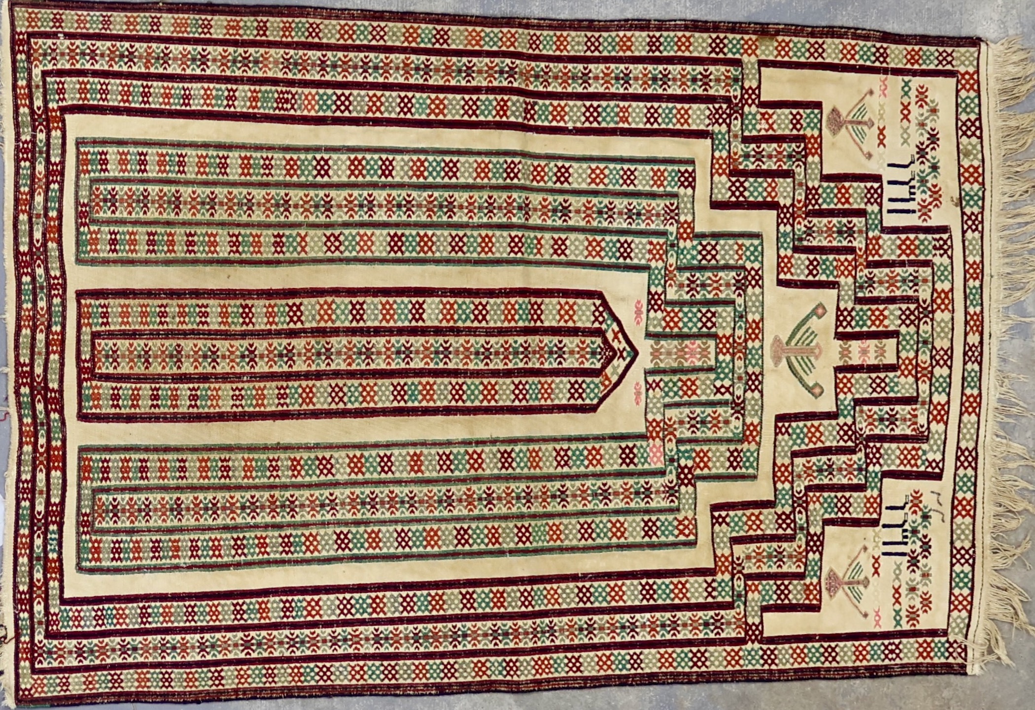 SK145 VINTAGE 1987 AFGHAN BOLUCH PRAYER RUG 2'8