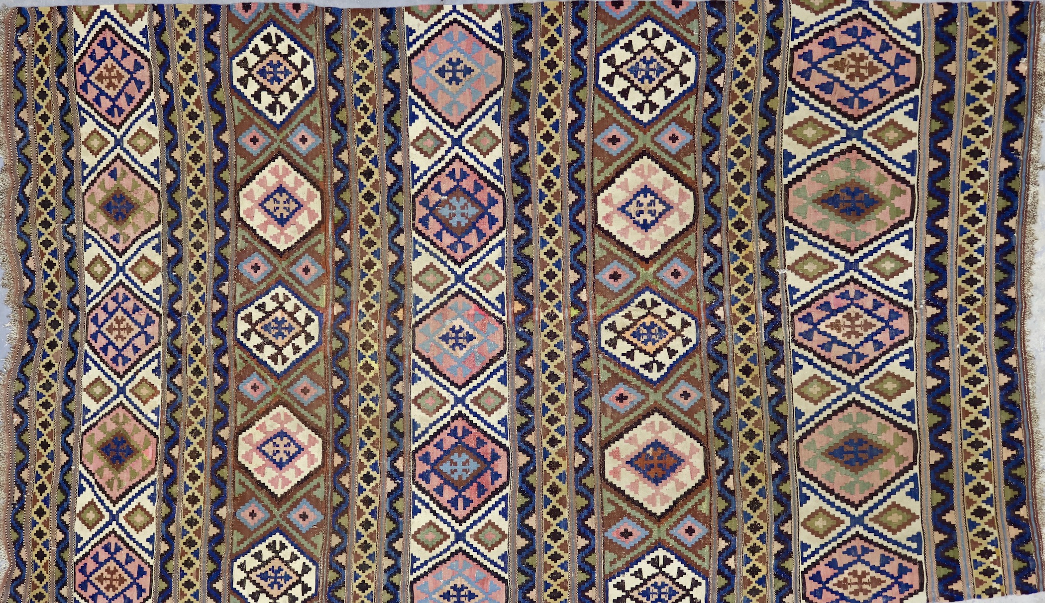 TK312 ANTIQUE 1920s CAUCASIAN SHIRVAN KILIM RUG 6'8