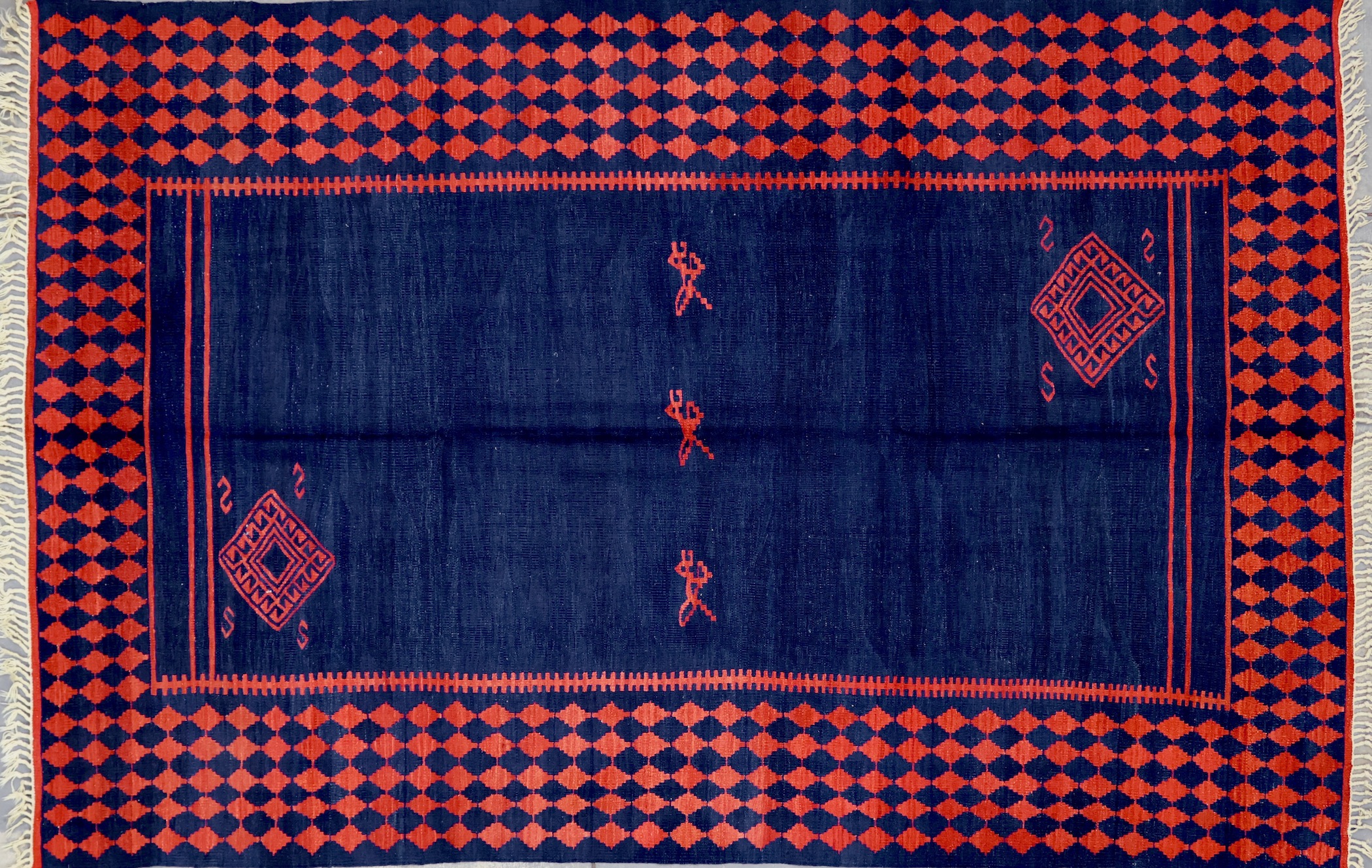 TK59 VINTAGE 1990s TURKISH KONYA KILIM RUG 6'6