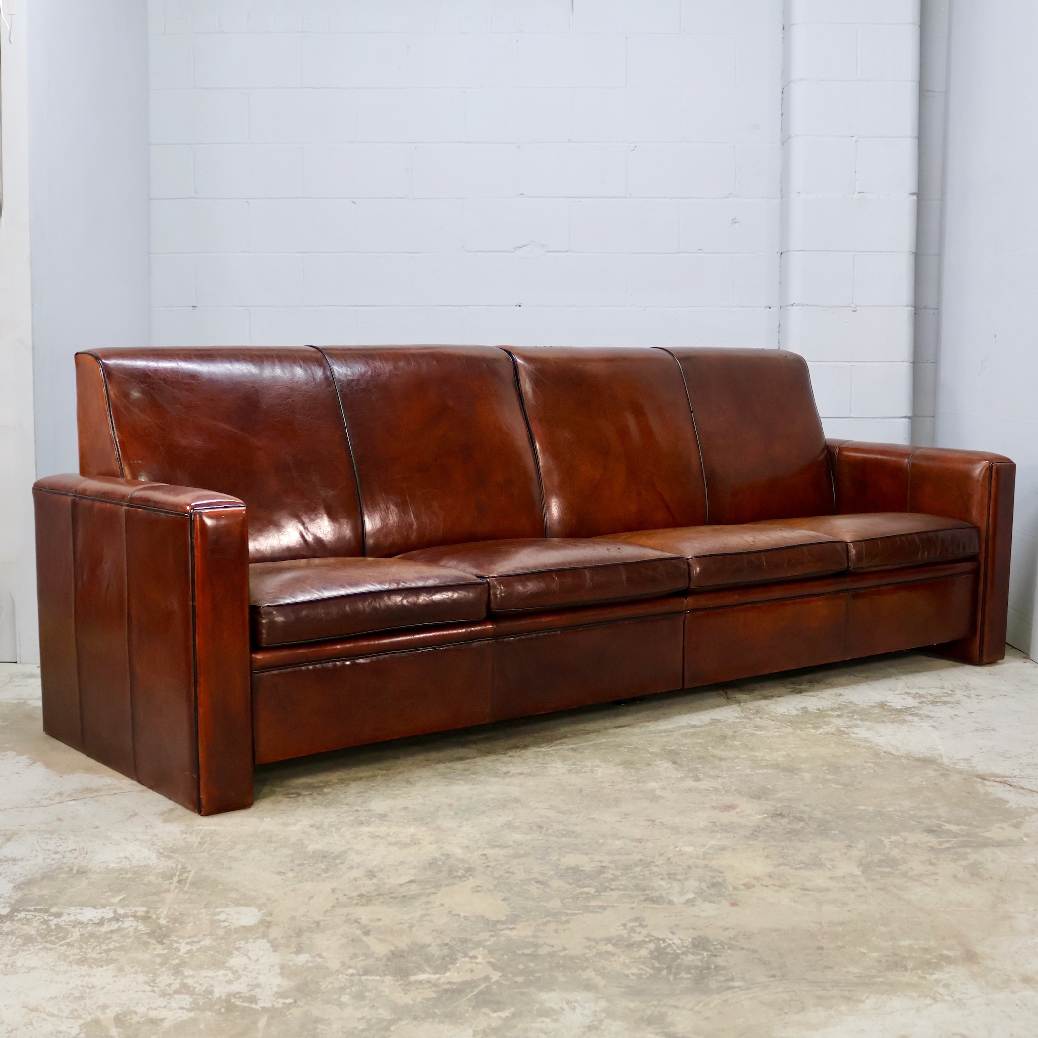 SOF380 DARK BROWN LEATHER 4-SEATER SOFA