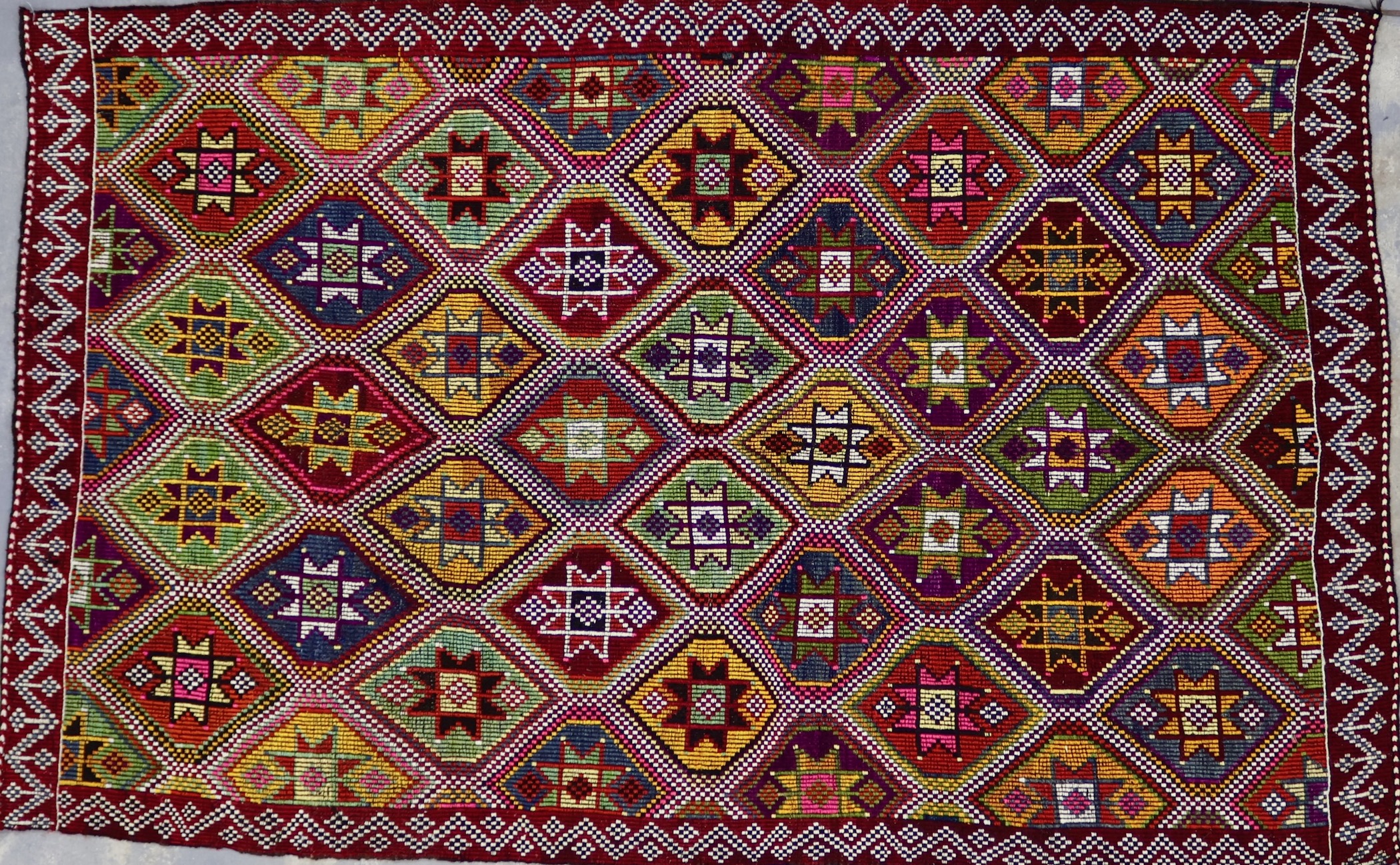 KL5098 VINTAGE 1980s TURKISH YORUK ZILI KILIM RUG 5'5