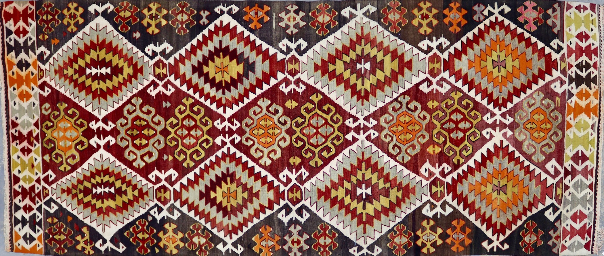 KL4183 VINTAGE 1980s TURKISH AFYON KILIM RUG 5'10