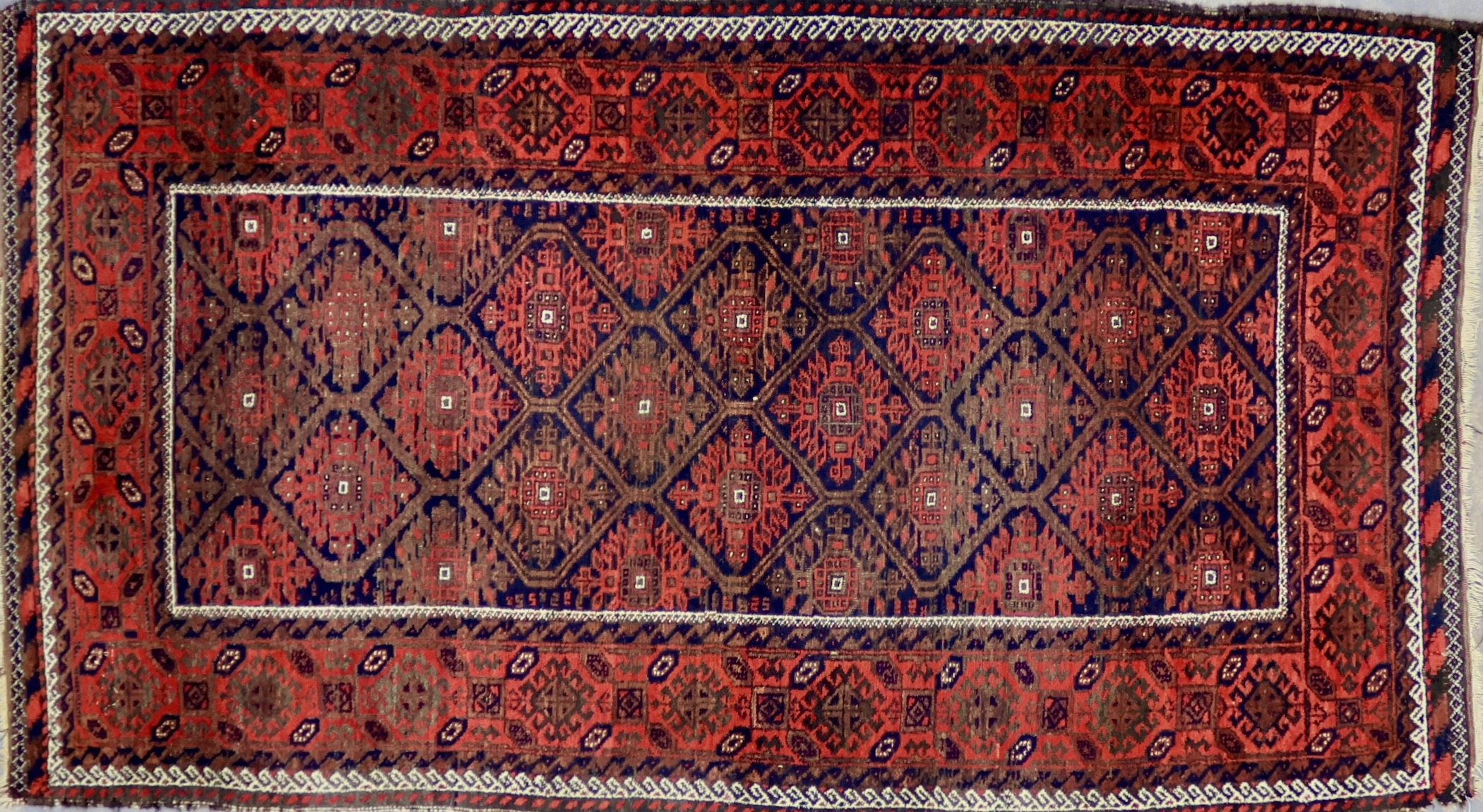 CR8578 ANTIQUE AFGHAN BALUCH RUG 3'11