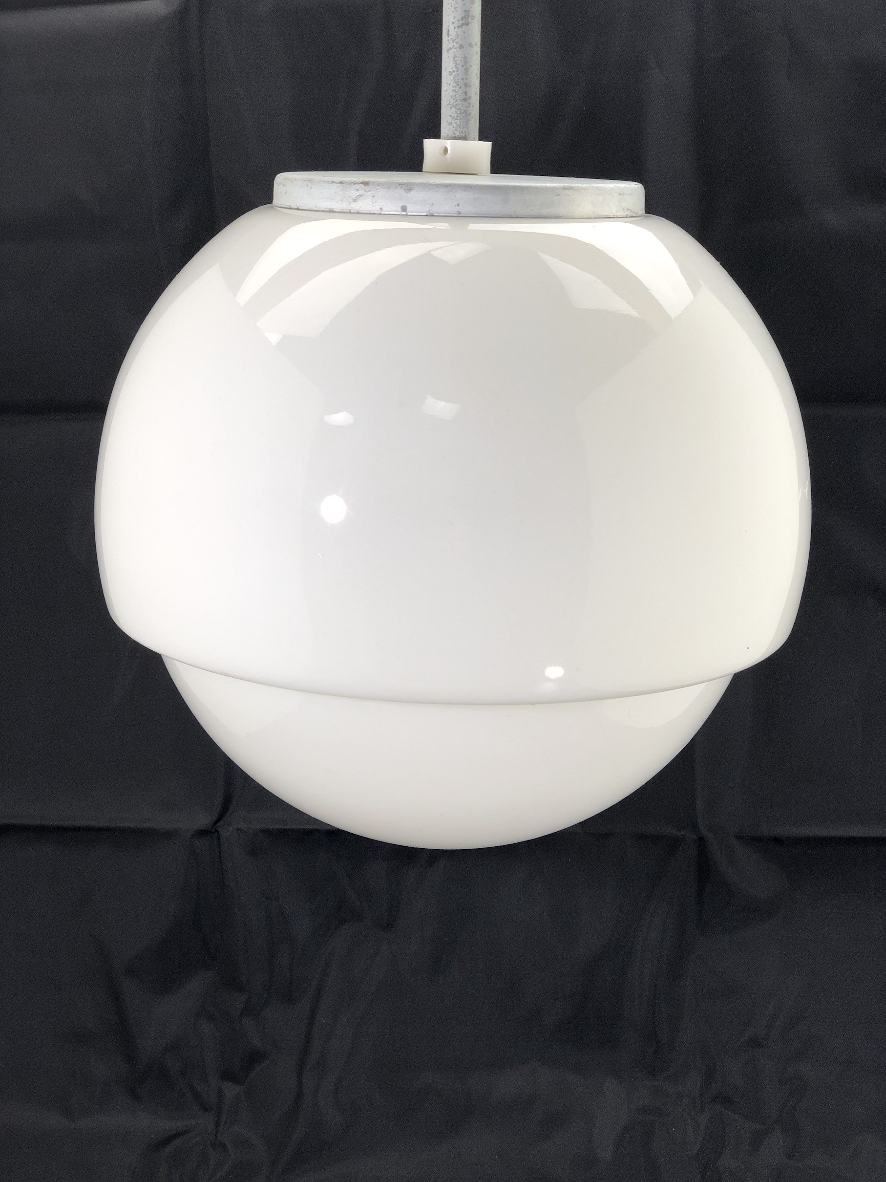 LG214 - Model E - Mid Century White Glass Cafe Light