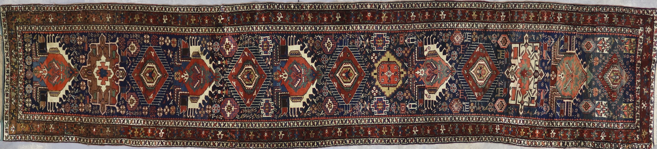 CR8275 ANTIQUE PERSIAN KARAJA RUNNER DATED 1917 3'5