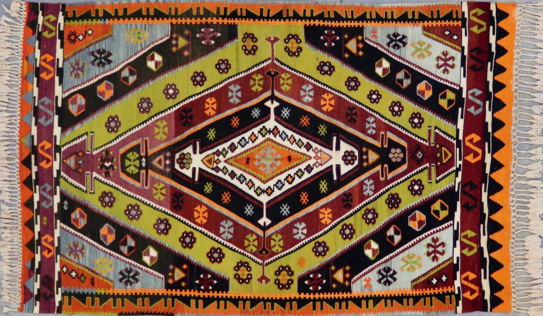 KL3303 VINTAGE 1960s TURKISH KONYA KILIM RUG 4'7