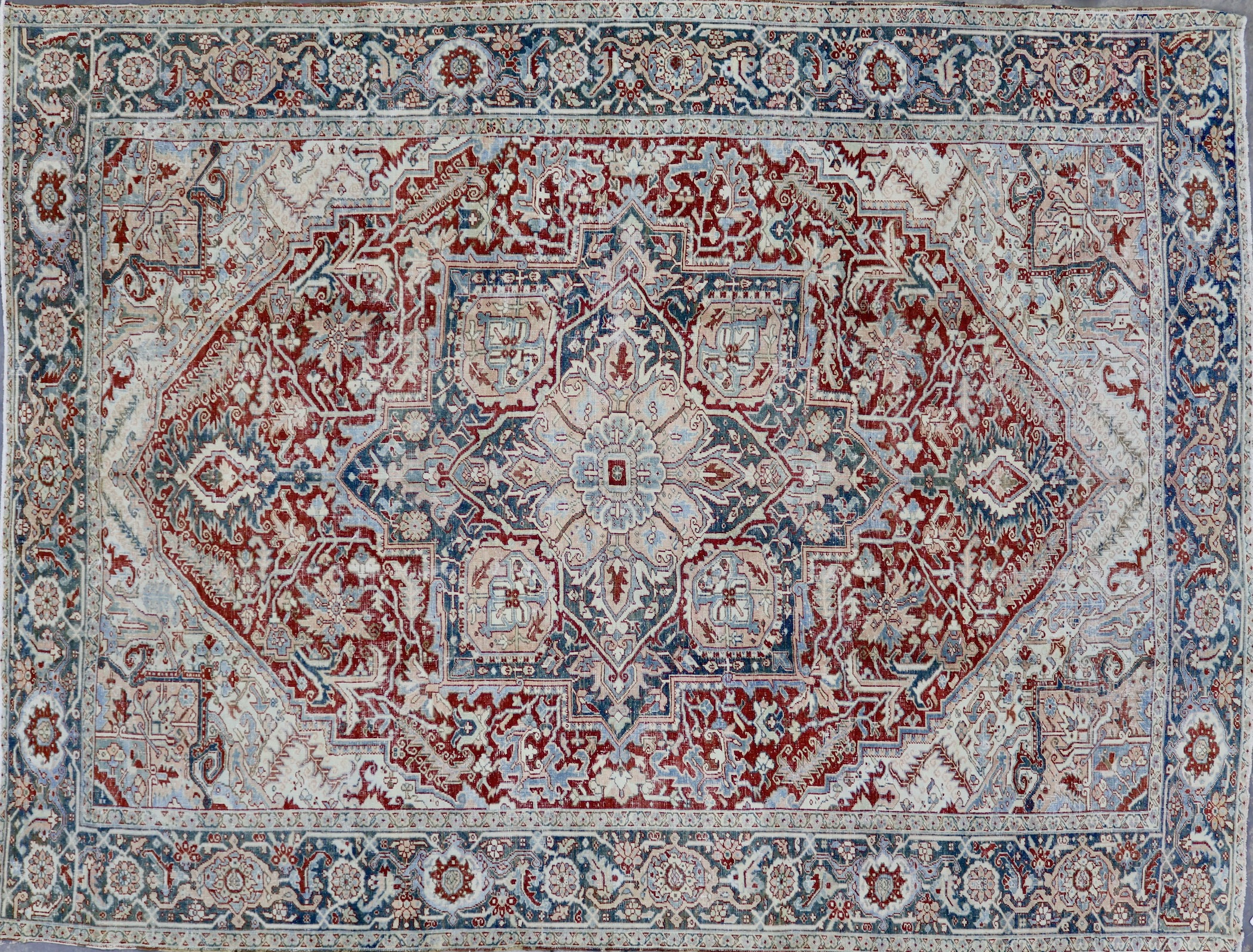 CR8355 RECLAIMED VINTAGE 1960s PERSIAN HERIZ RUG 9'7