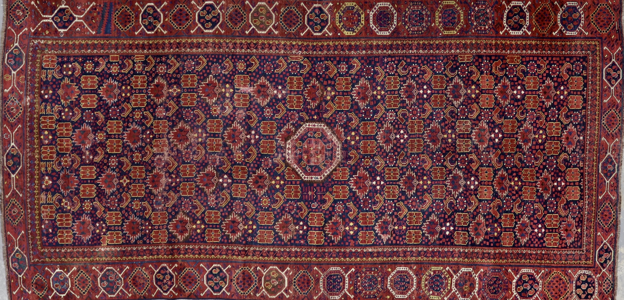 CR8311 ANTIQUE 1890s TURKOMAN BESHIR RUG 5'5